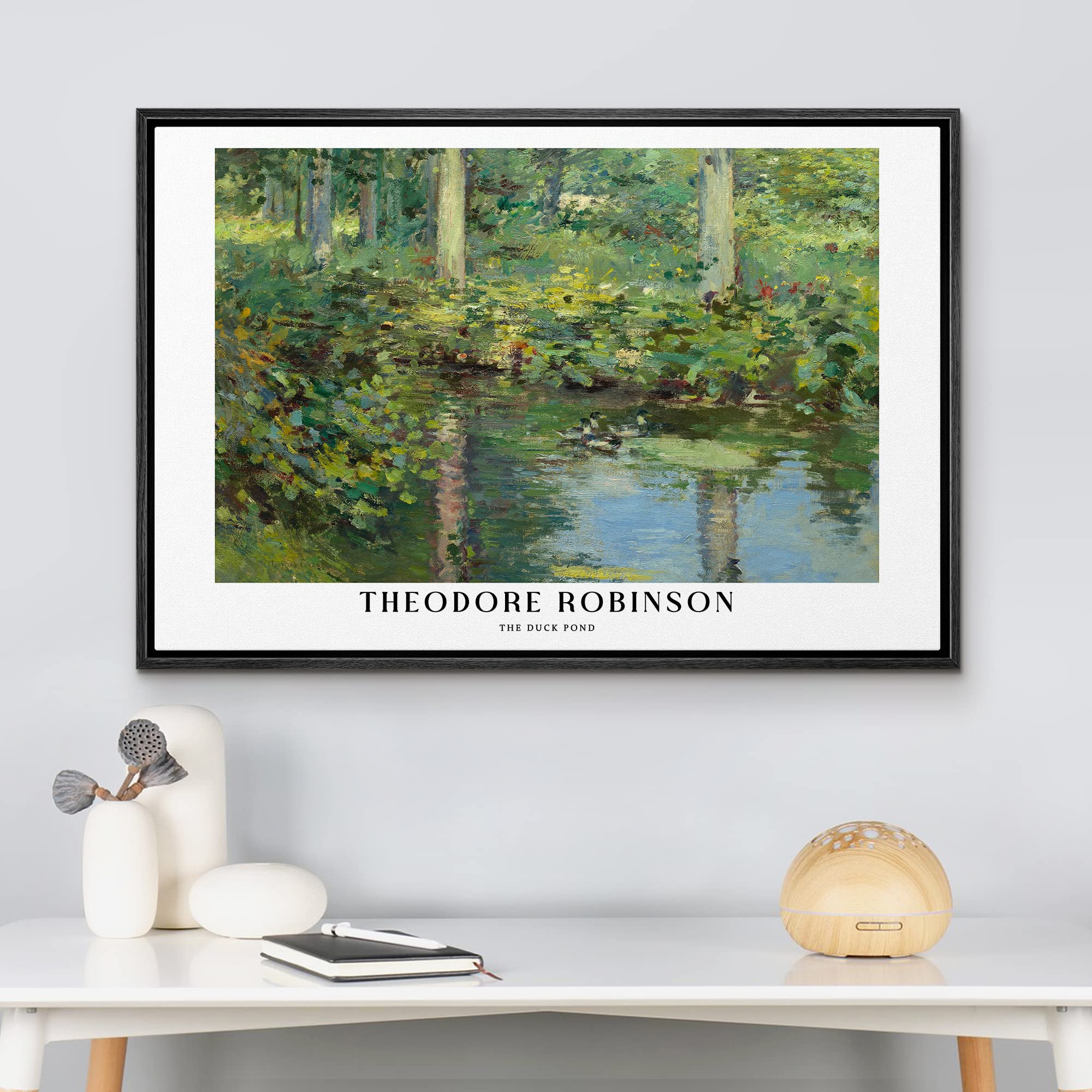 Wall26 Framed Canvas Print Wall Art The Duck Pond By Theodore Robinson Historic Classical Illustrations Fine Art Decorative Vint