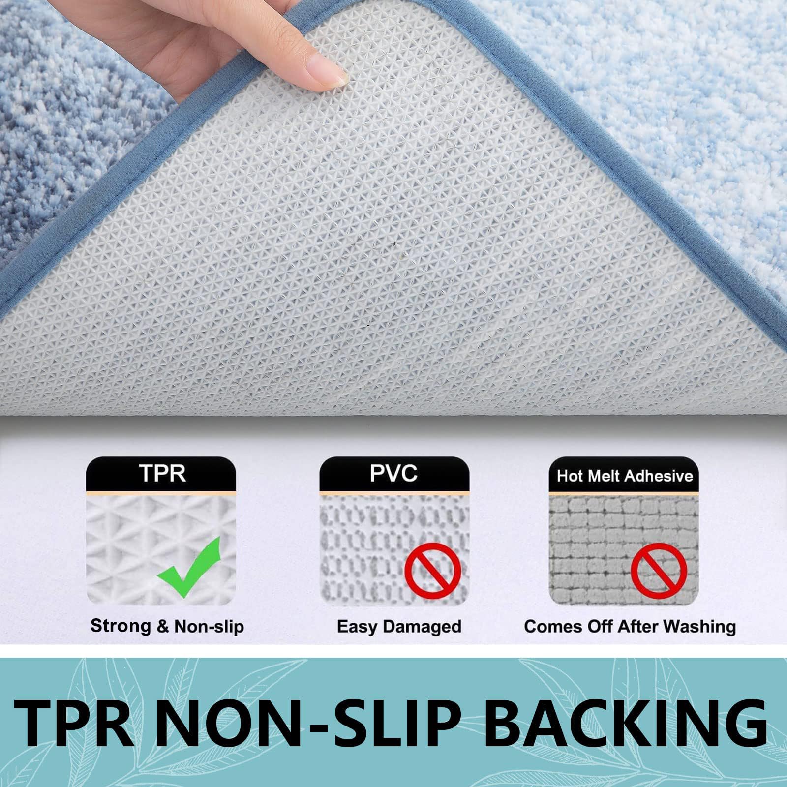 Arotive Bathroom Rug, Shaggy Soft Microfiber, Ultra Absorbent, Non Slip, Light Blue, 24'' X 16''