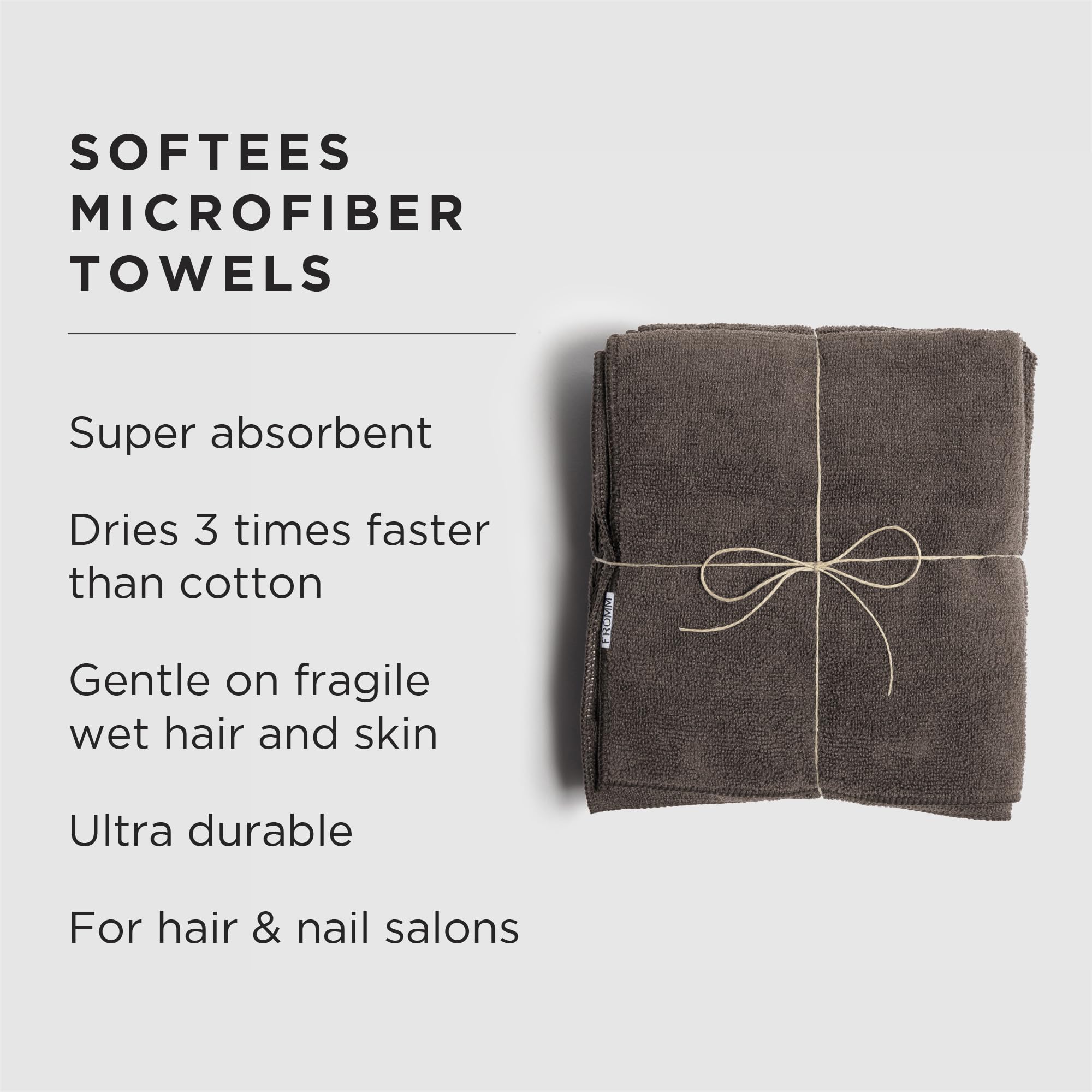 Fromm Softees Microfiber Salon Hair Towels for Hairstylists, Barbers, Spa, Gym in Brown, 16'' by 29'', 10 count Perfect Hair Car