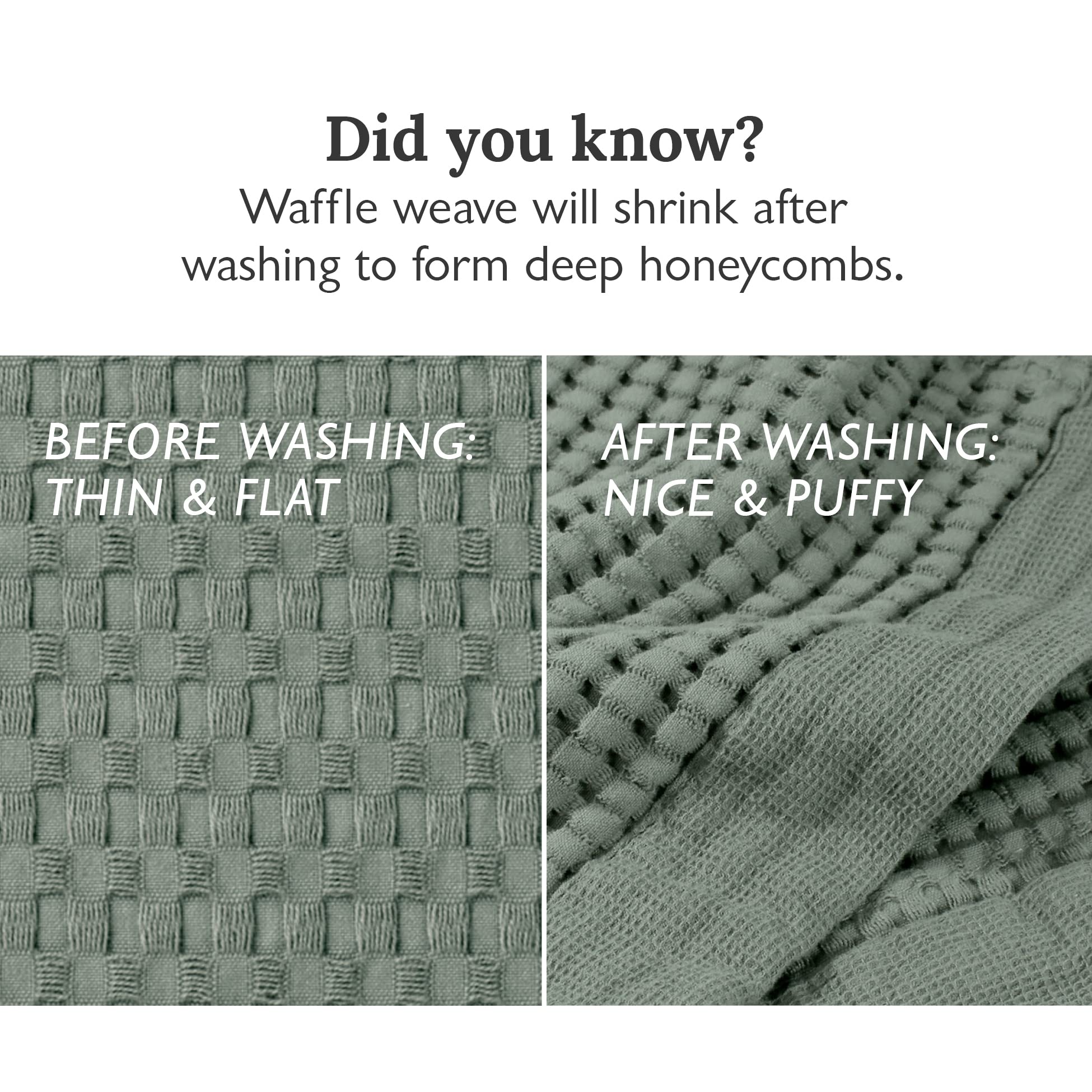 Gilden Tree Waffle Towel Set Quick Dry Thin | 2 Bath Towels | 2 Hand Towels | 2 Washcloths, Modern Style (Sage Grey)