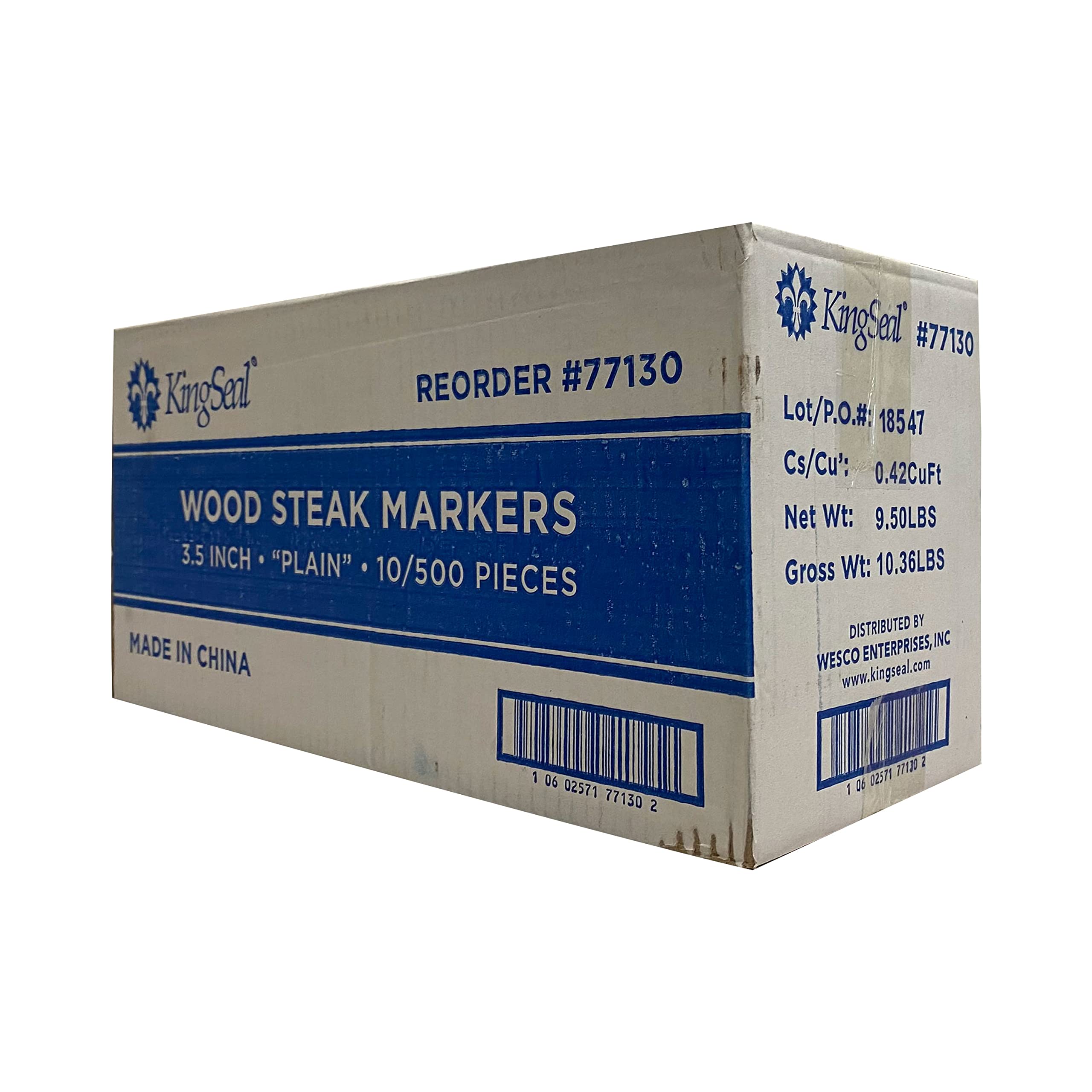 Kingseal 3.5 Inch Natural Birch Wood Steak Markers, Plain, Unstamped Markers, Commercial Bulk Pack - 10 Boxes Of 500 (5,000 Coun