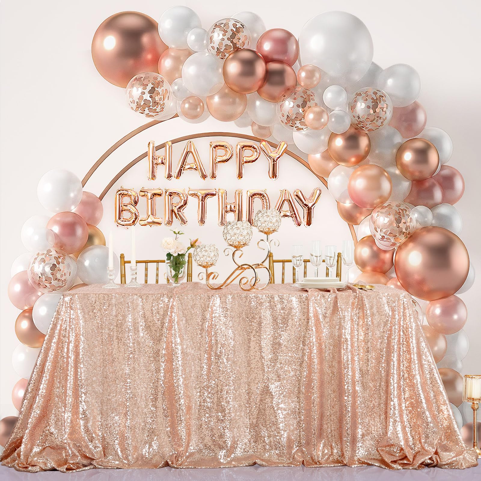 B-COOL Glitter Table Cloth for Party Tablecloths Sequin Tablecloth Square Rose Gold Sequin Table Linens Glitter Tablecloth Spark