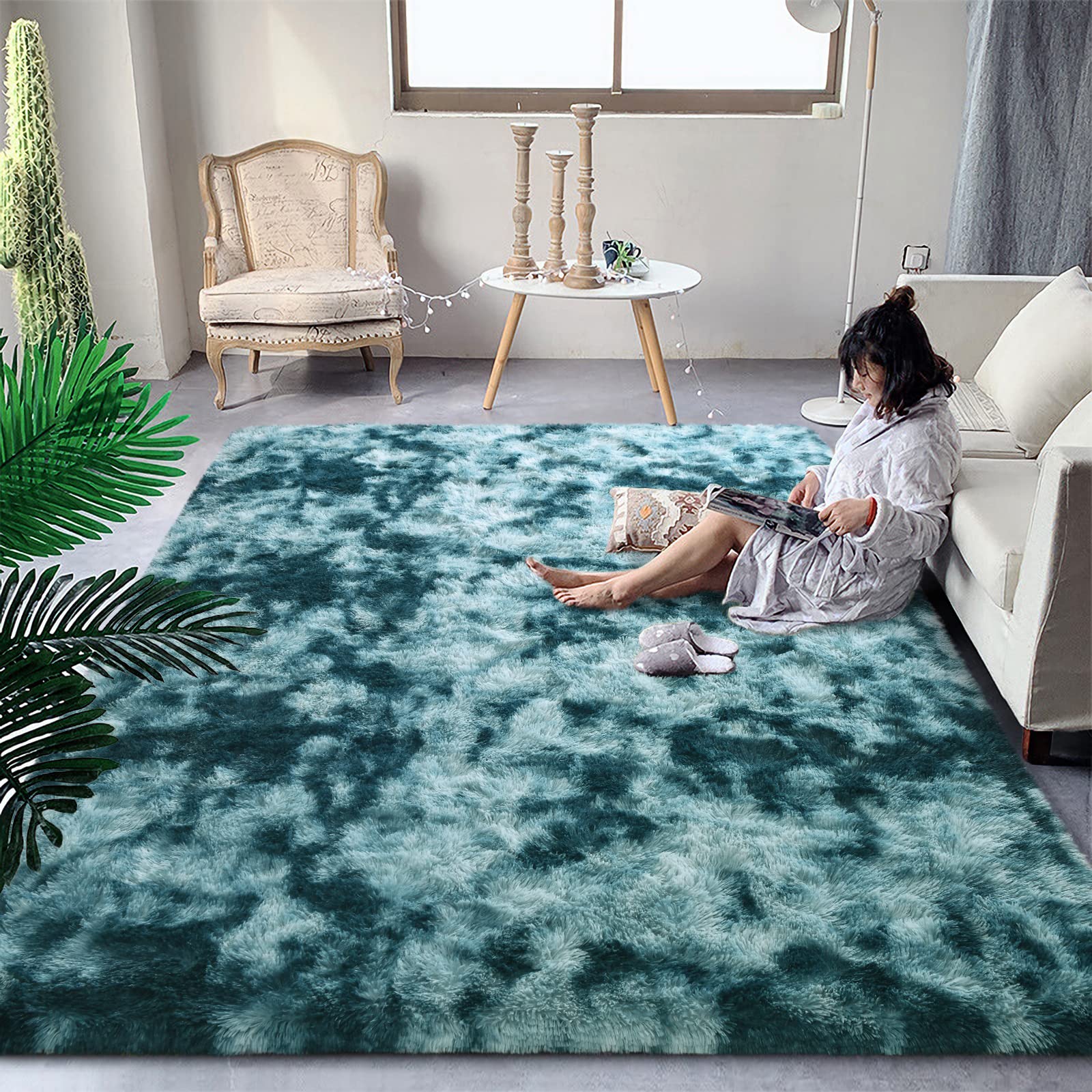 DweIke Fluffy Modern Area Rugs for Living Room Bedroom, 4x6 ft Plush High Pile Rug for Kids Girls Room Nursery Home Decor, Upgra