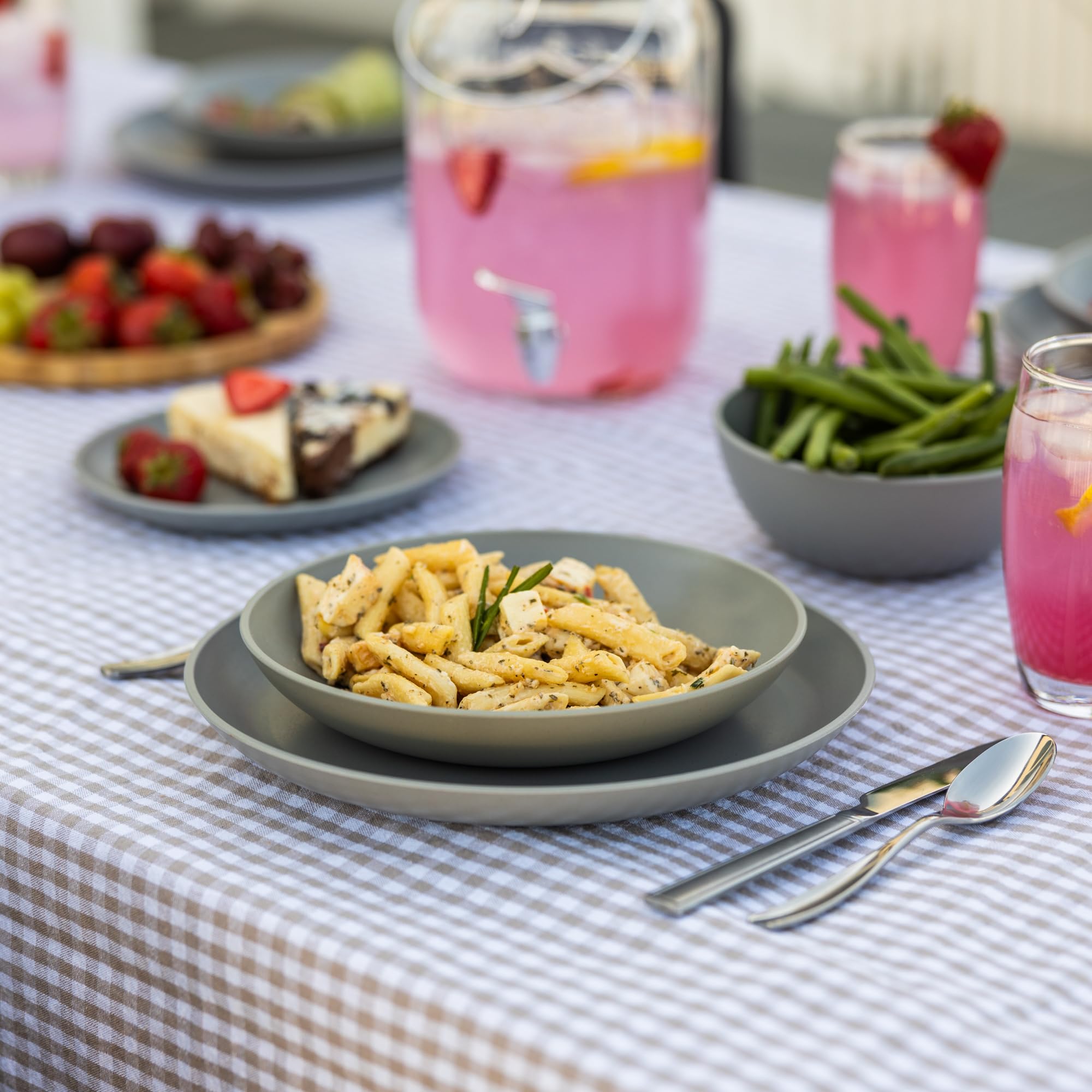 Grow Forward 16-Piece Premium Wheat Straw Dinnerware Sets For 4 - Dinner Plates, Dessert Plates, Pasta Bowls, Cereal Bowls - Mic