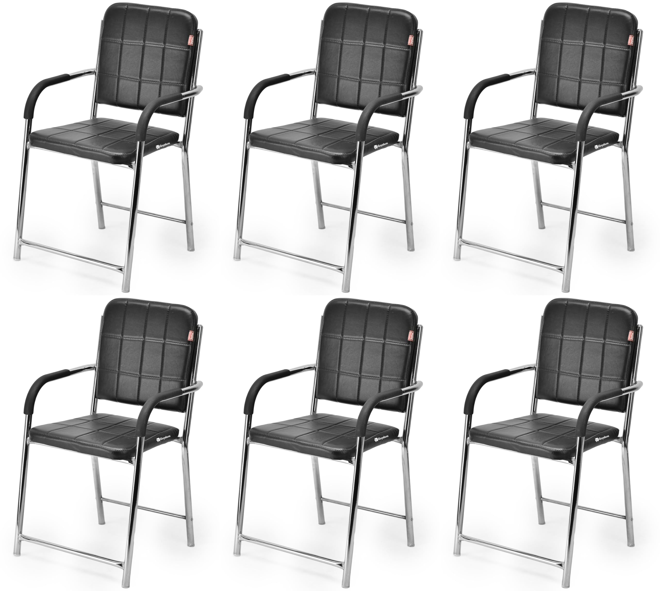 Ratison Office Chair Visitor Chair With Arm Rest With Steel Frame And Cushioned Seat Back, Chair Without Wheels Holds Up To 110 
