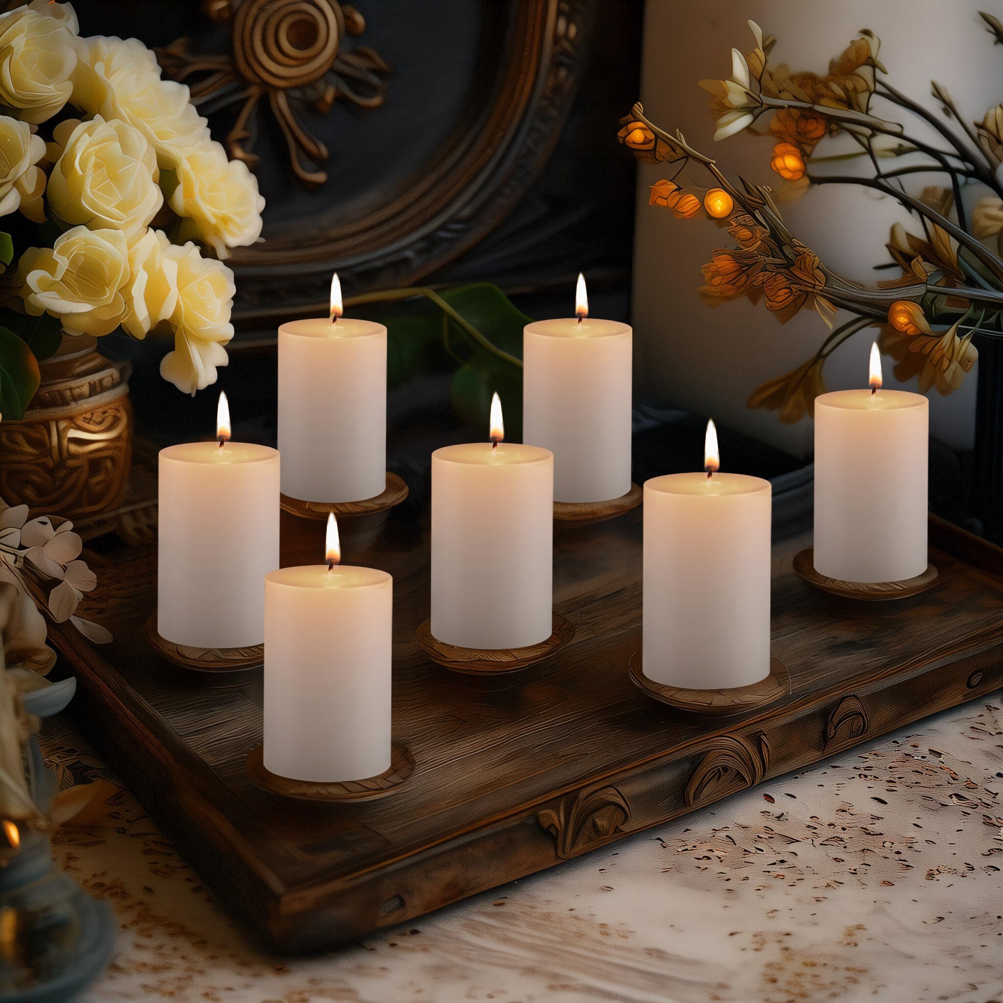 Housecret 25 Pack 2  D x 3  H (20 Hour Burn Time) White Unscented Pillar Votive Candles, Hand Poured Wax Candle Ideal Gifts for