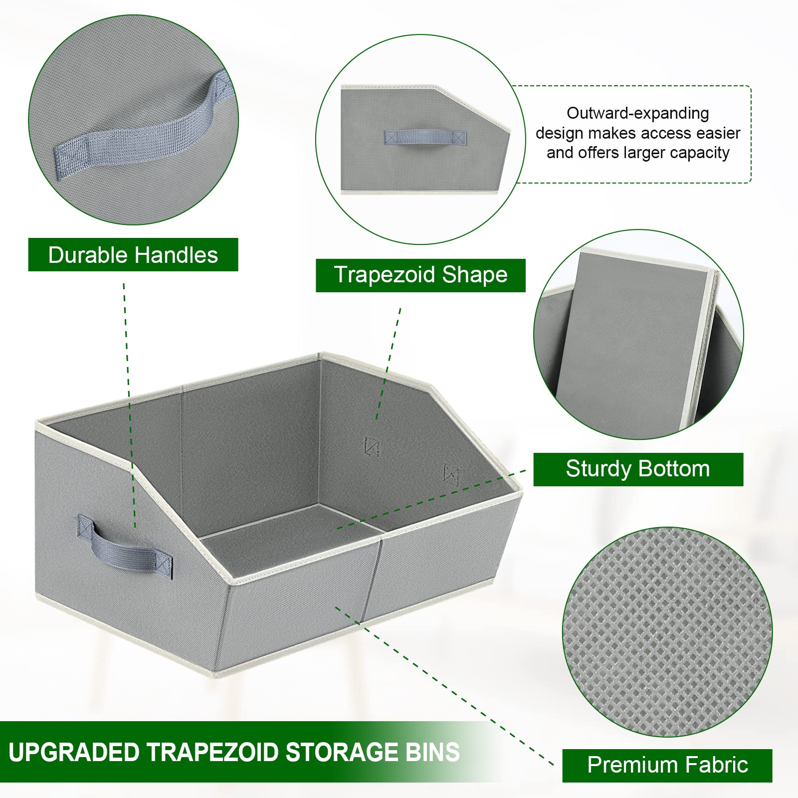 Homsorout Trapezoid Storage Bins Shelf Baskets - 6 Pack Closet Storage Bins, Fabric Baskets For Organizing, Closet Organziers An