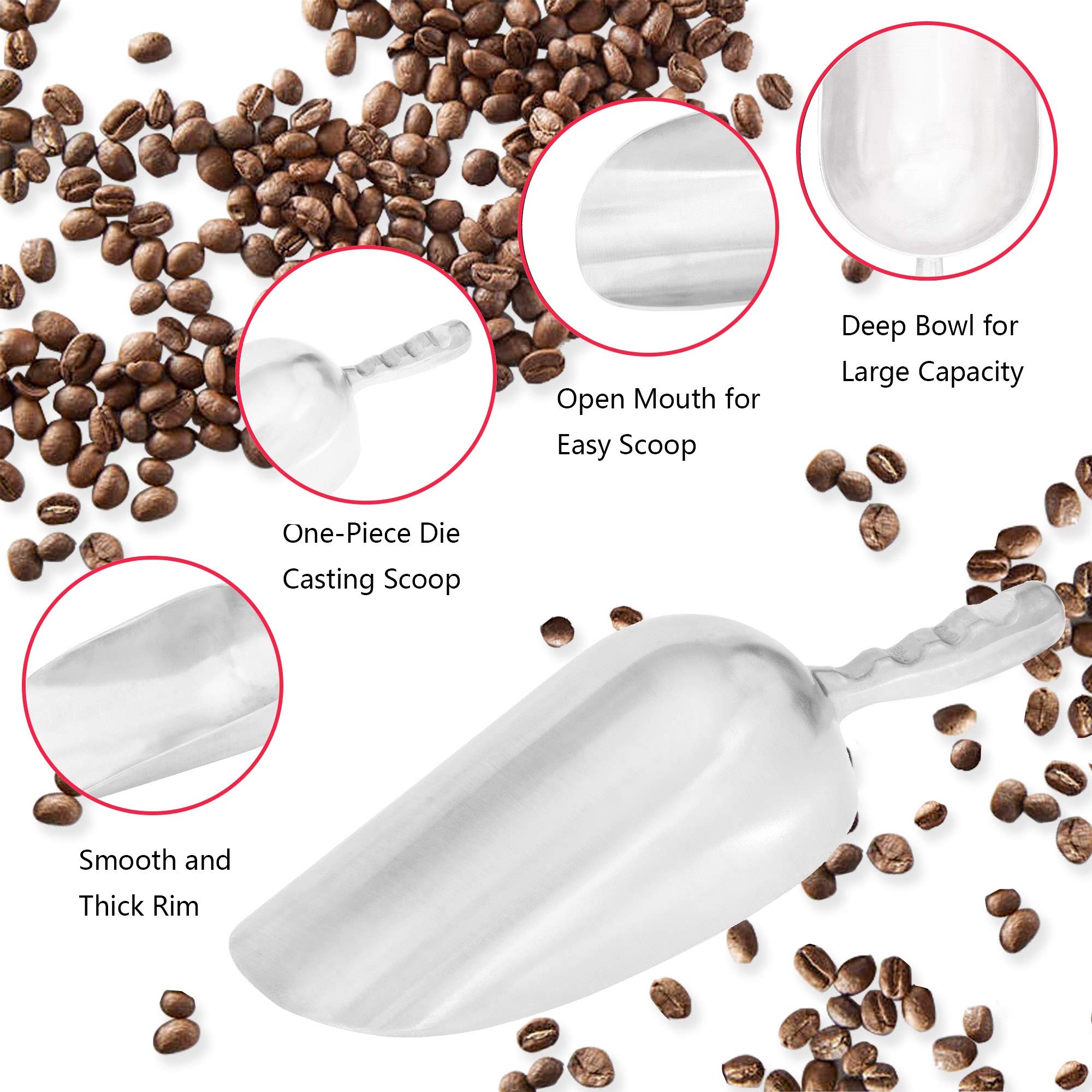 Creole Feast Twf1558 Utility One-Piece Cast Aluminum Scoop Food Crawfish Charcoal Bar Ice 58-Ounce Cooking Utensil Silver