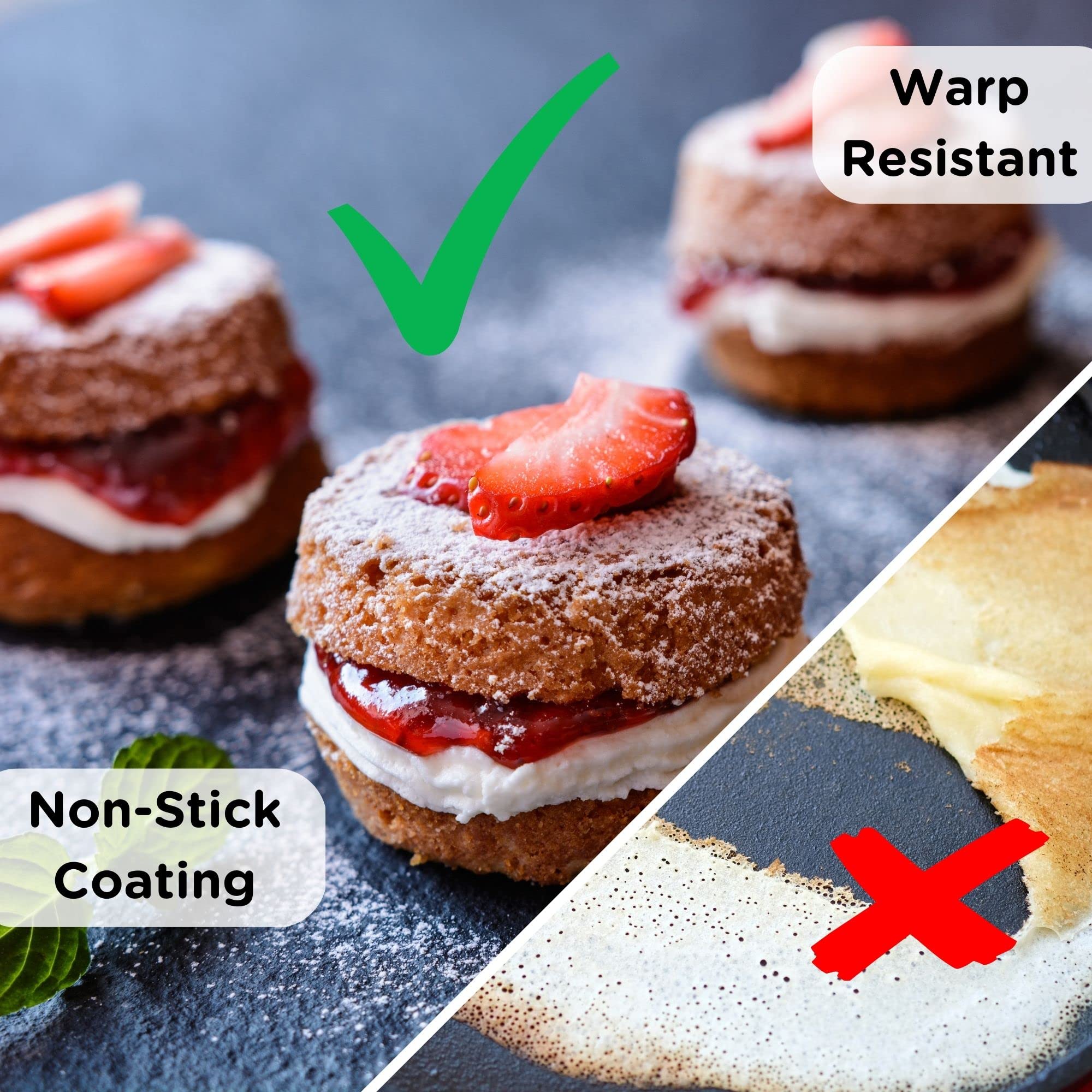 Wrenbury Pro Mini Cheesecake Pans Removable Bottom 12 Hole - Heavy Gauge Carbon Steel Muffin Cupcake Pan Loose Bottom Springform