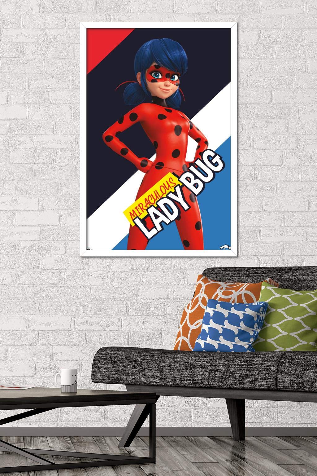 Trends International Miraculous-Ladybug Wall Poster, 22.375 In X 34 In, White Framed Version