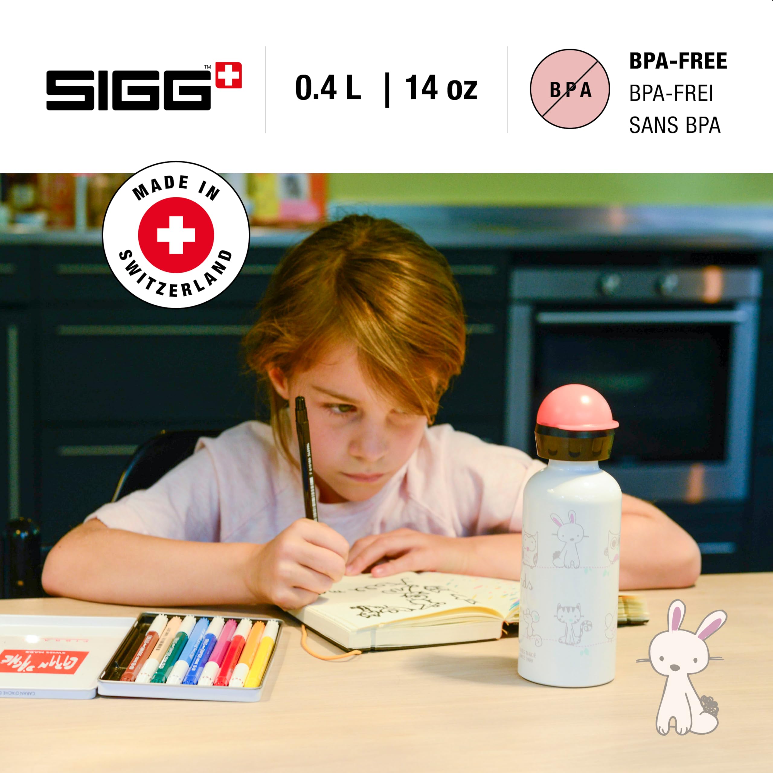 SIGG - Kids Water Bottle - All My Friends - Leakproof - Lightweight - BPA Free - Aluminum - 13 Oz