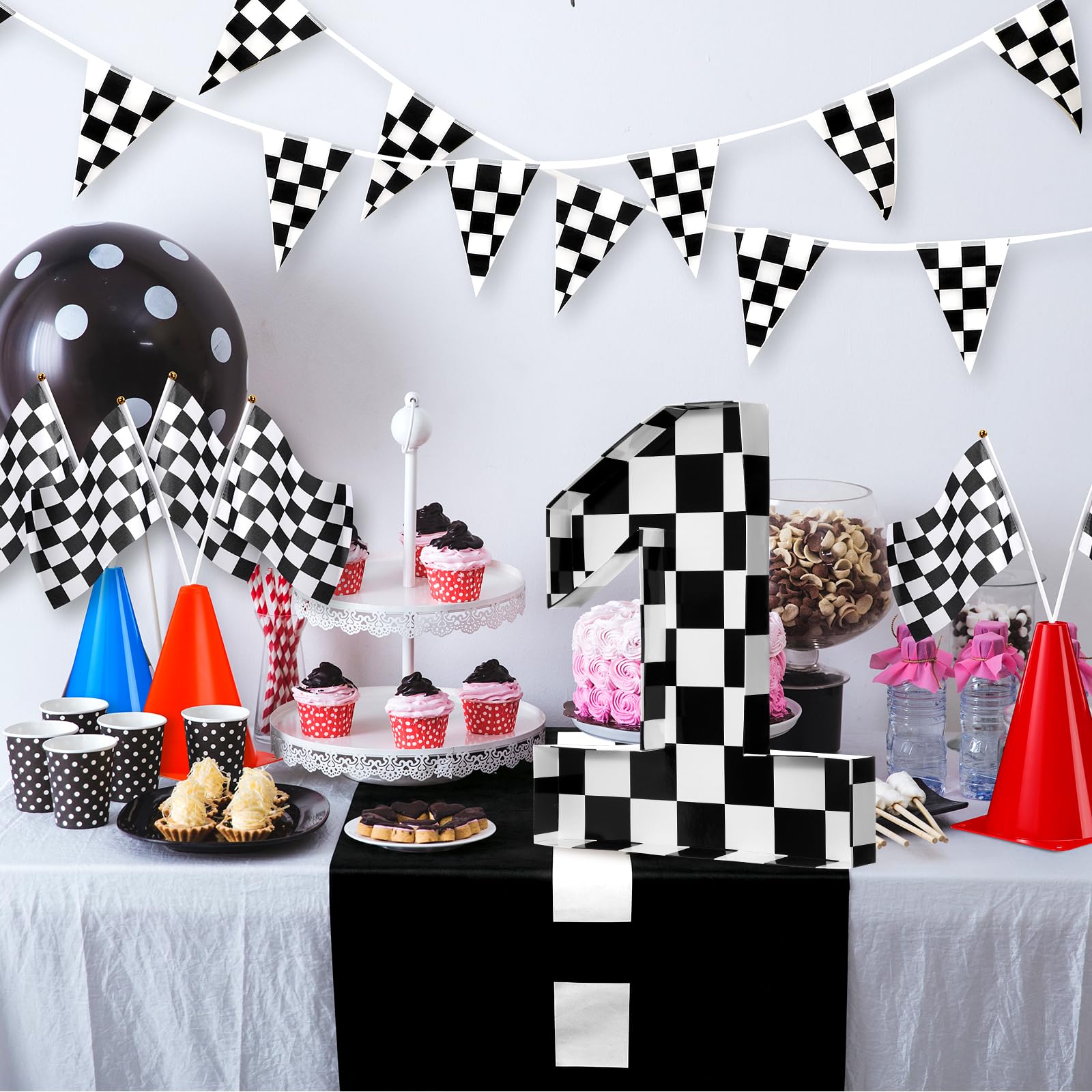 Mifoci 13.7 Race Car Cardboard Fillable Number Box for Charcuterie Fast Birthday Party Decor 1st 2nd 3rd 5th Number Shaped Box B