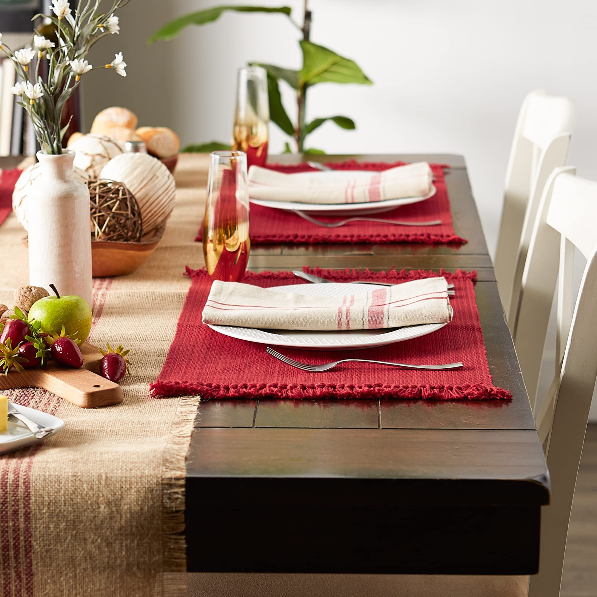 Dii Variegated Tabletop Collection, Placemat Set3X19, Tango Red, 6 Piece