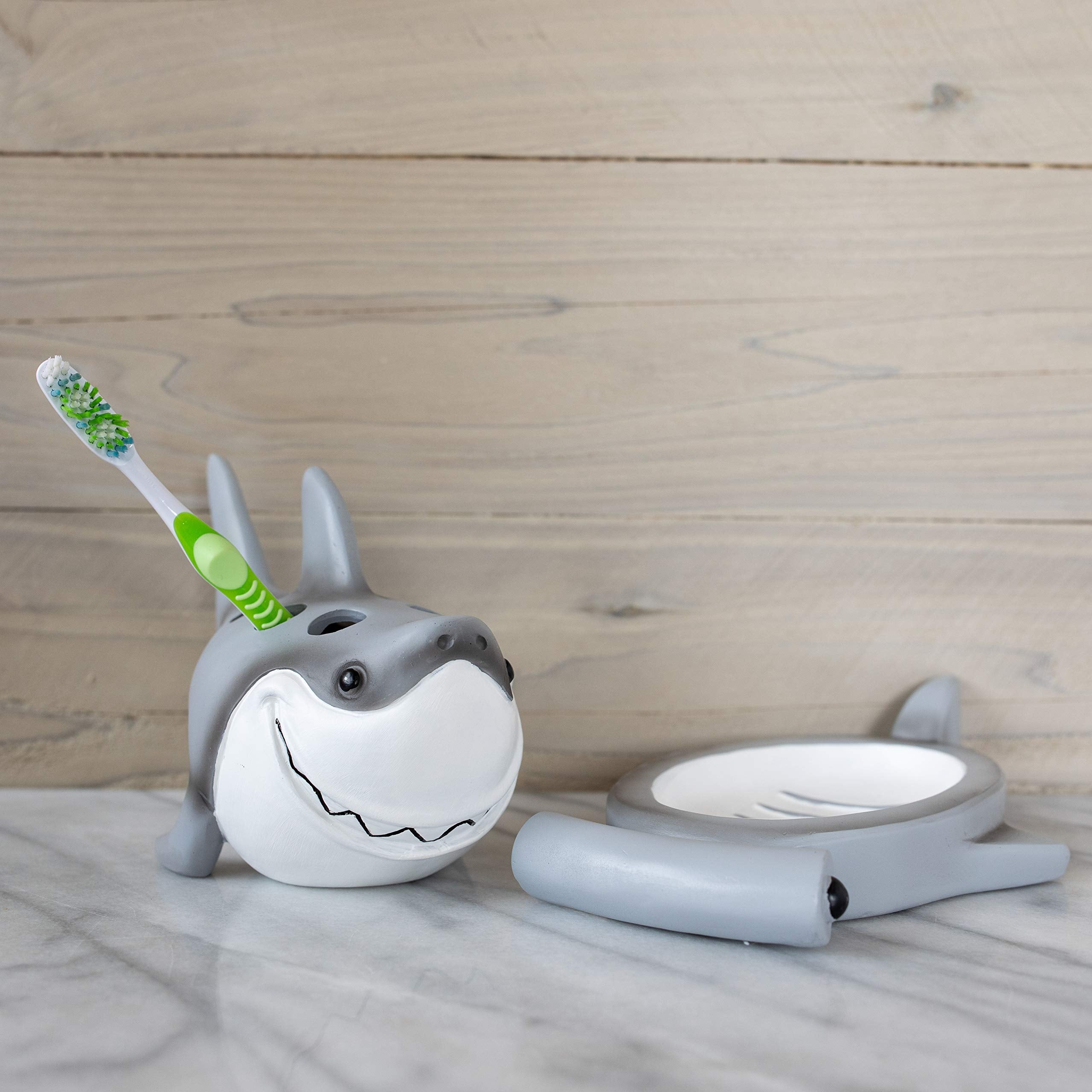 Borders Unlimited Fish 'N Sharks White Toothbrush Holder, Multi