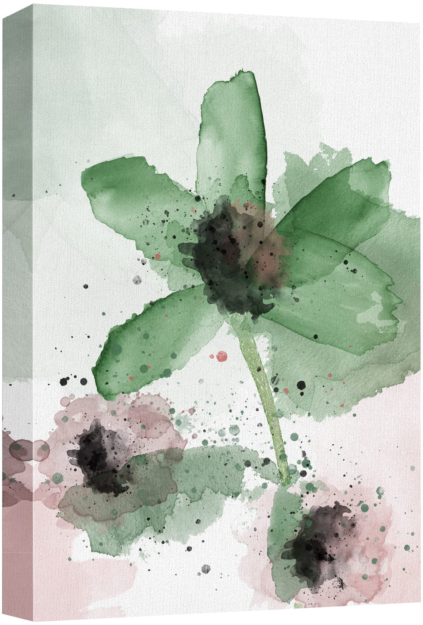 Wall26 Canvas Print Wall Art Watercolor Explosion Green & Red Daisies Floral Botanical Illustrations Minimalism Glam Multicolor