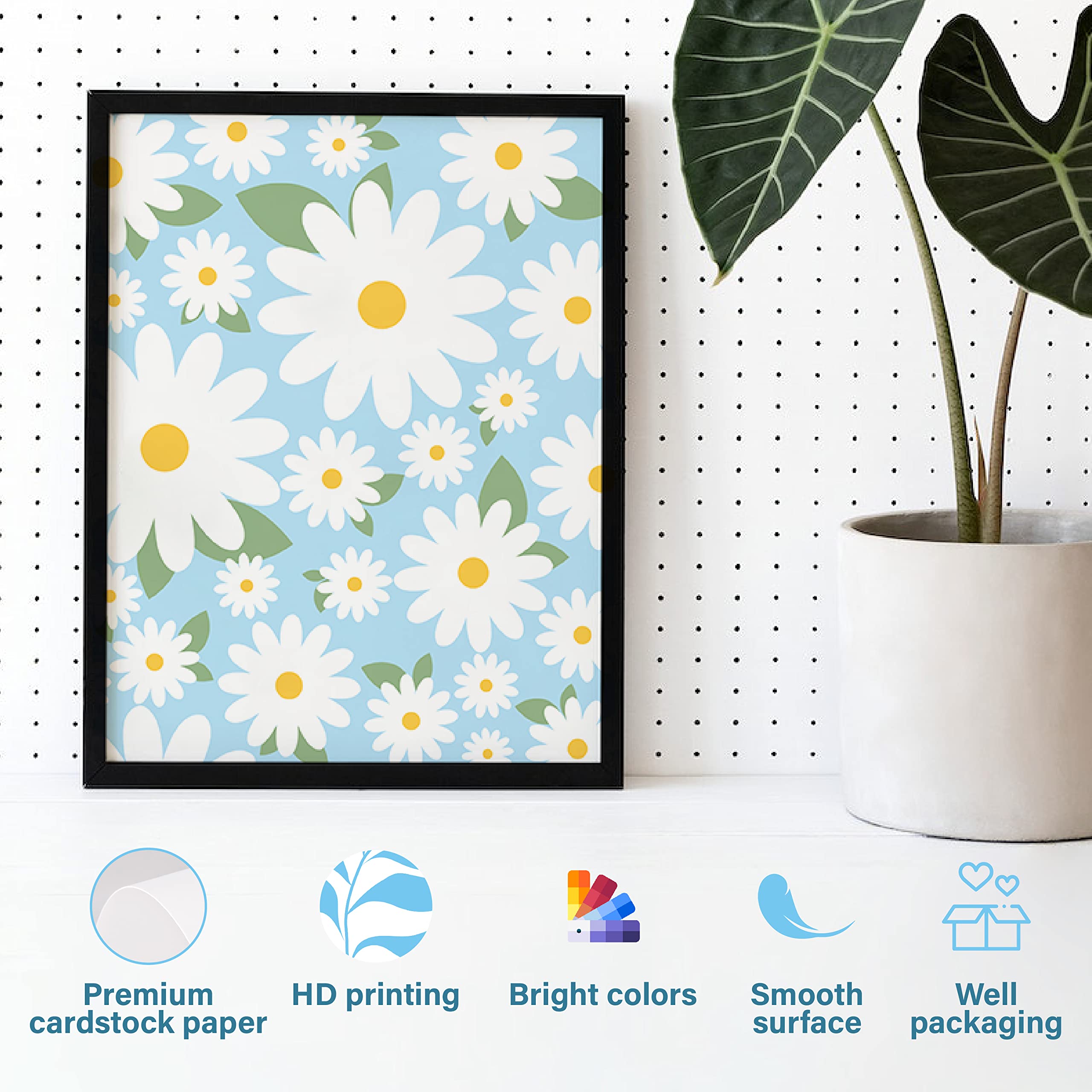 97 Decor Light Blue Wall Decor - Blue Room Decor Aesthetic, White Blue Posters, Light Blue Wall Art Prints, Blue Floral Botanica