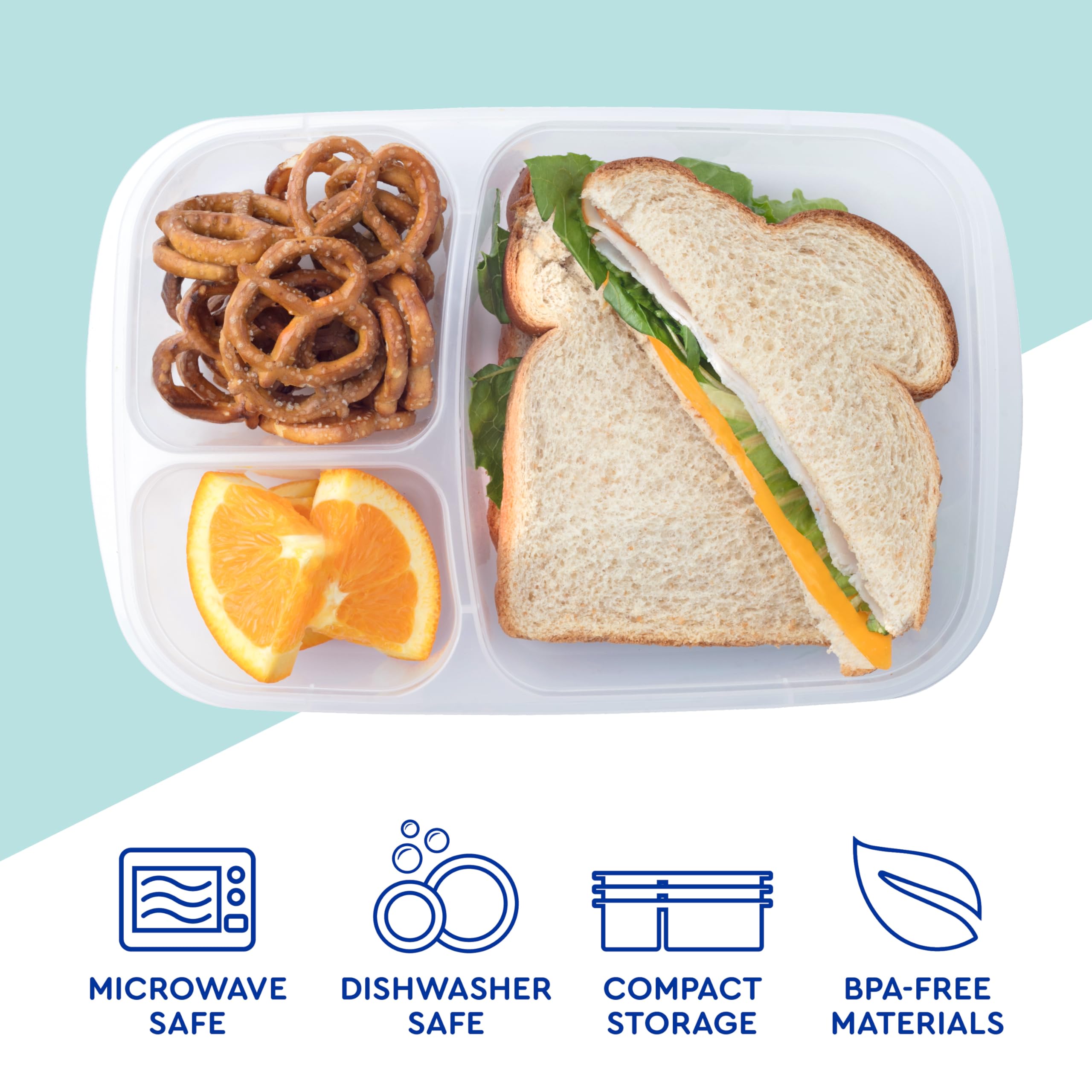 Easylunchboxes - Bento Lunch Boxes - Reusable 3-Compartment Food Containers For School, Work, And Travel, Set Of 4 (Brights)