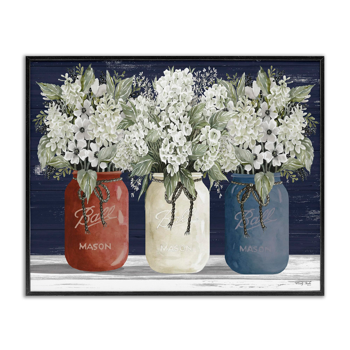 Stupell Industries Americana Floral Bouquets Rustic Flowers Country Pride Framed Giclee Art Design By Cindy Jacobs, 24 X 30, Bla