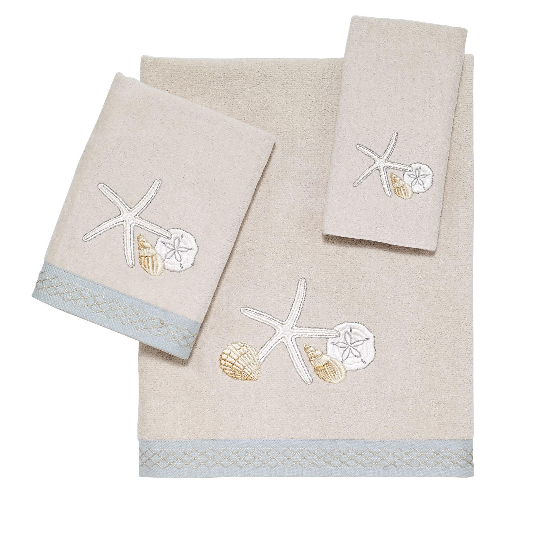 Avanti Linens - Fingertip Towel, Soft & Absorbent Cotton Towel, Beach Inspired Bathroom Accessories (Seaglass Collection)