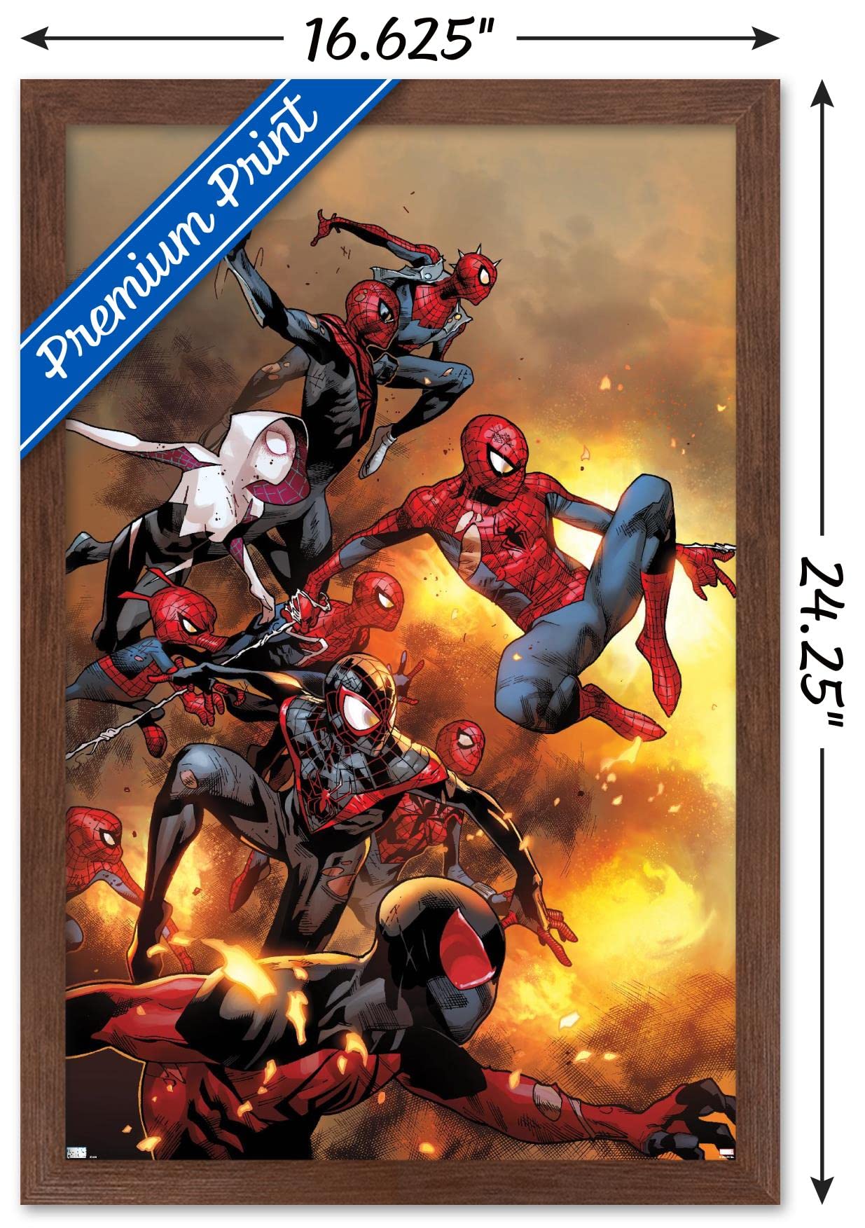 Trends International Marvel Comics - Spider-Verse - The Amazing Spider-Man #13 Wall Poster, 14.72'' X 22.37'', Mahogany Framed V