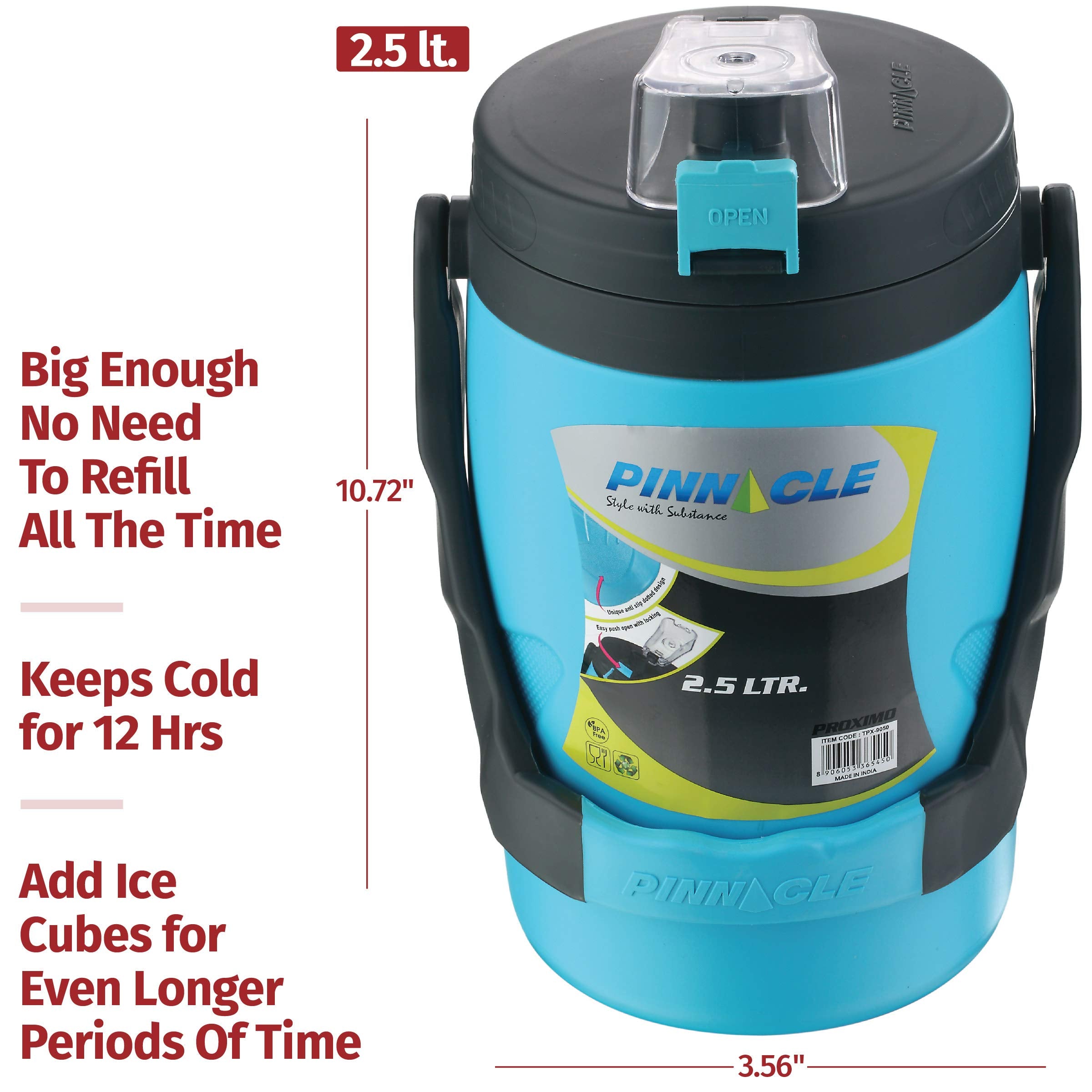 Reusable Insulated Water Jug -85oz Leakproof Portable Water Jug - Insulated Water Jug with Spout - Insulated Half Gallon Water Bottle - Insulated Water Jug for Camping  Picnics  Hiking - Sky Blue