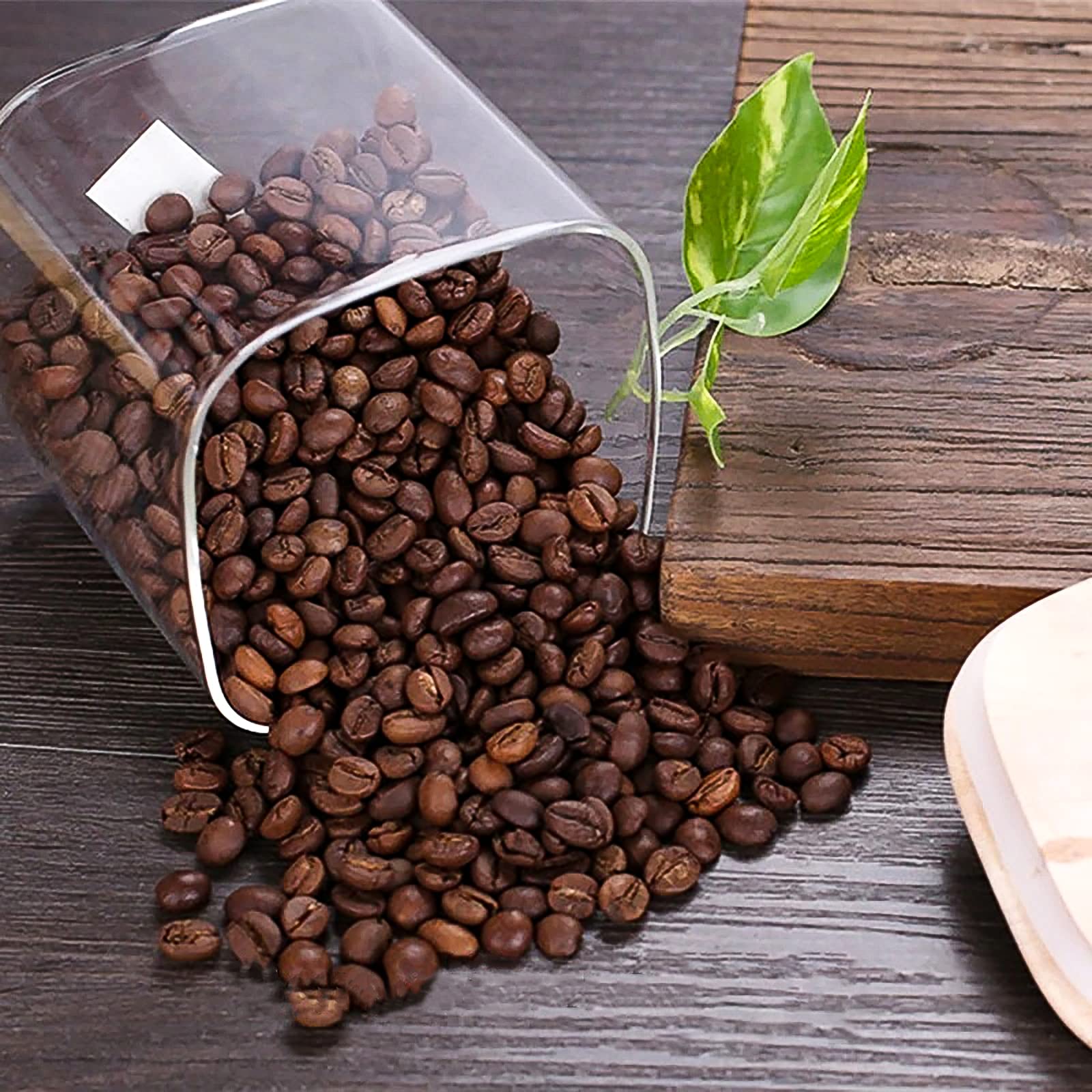 5 Square Canisters, Glass Kitchen Canister With Airtight Bamboo Lid, Glass Storage Jars For Kitchen, Bathroom And Pantry Organiz