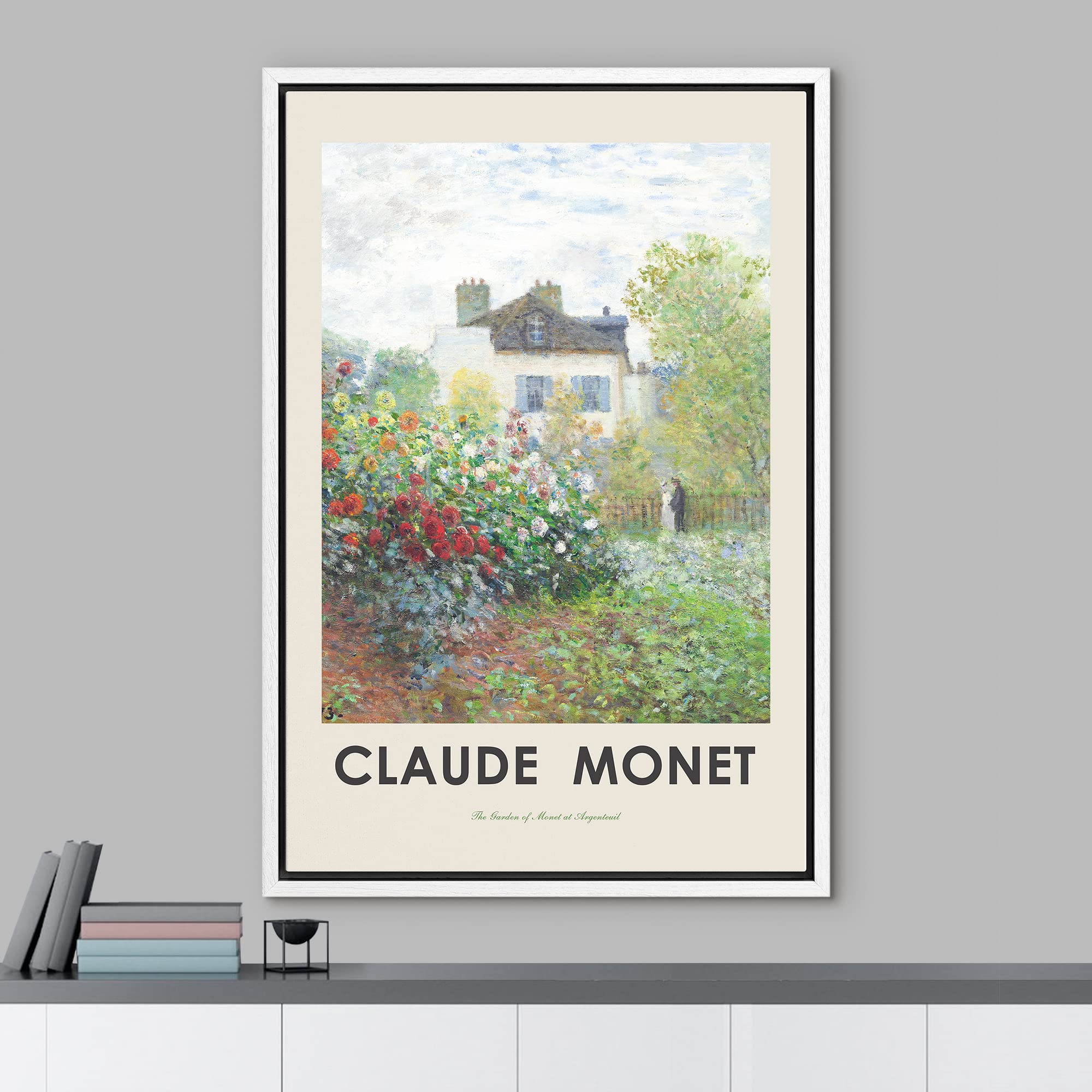 Idea4Wall Framed Canvas Print Wall Art The Artist'S Garden In Argenteuil By Claude Monet Historic Cultural Illustrations Fine Ar