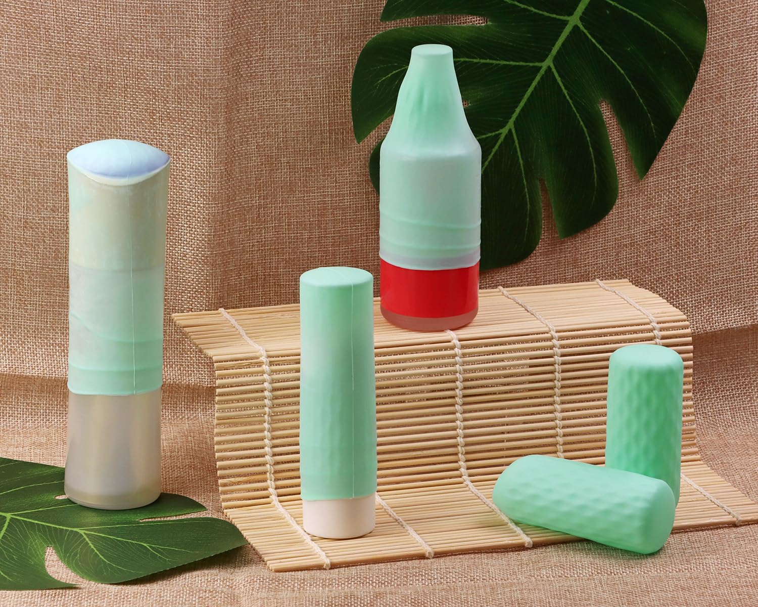 Mini Skater 12Pcs Silicone Travel Bottle Cover Reusable Elastic Sleeve Fit Standard Toiletry Container Stretching Bottle Lid Cap