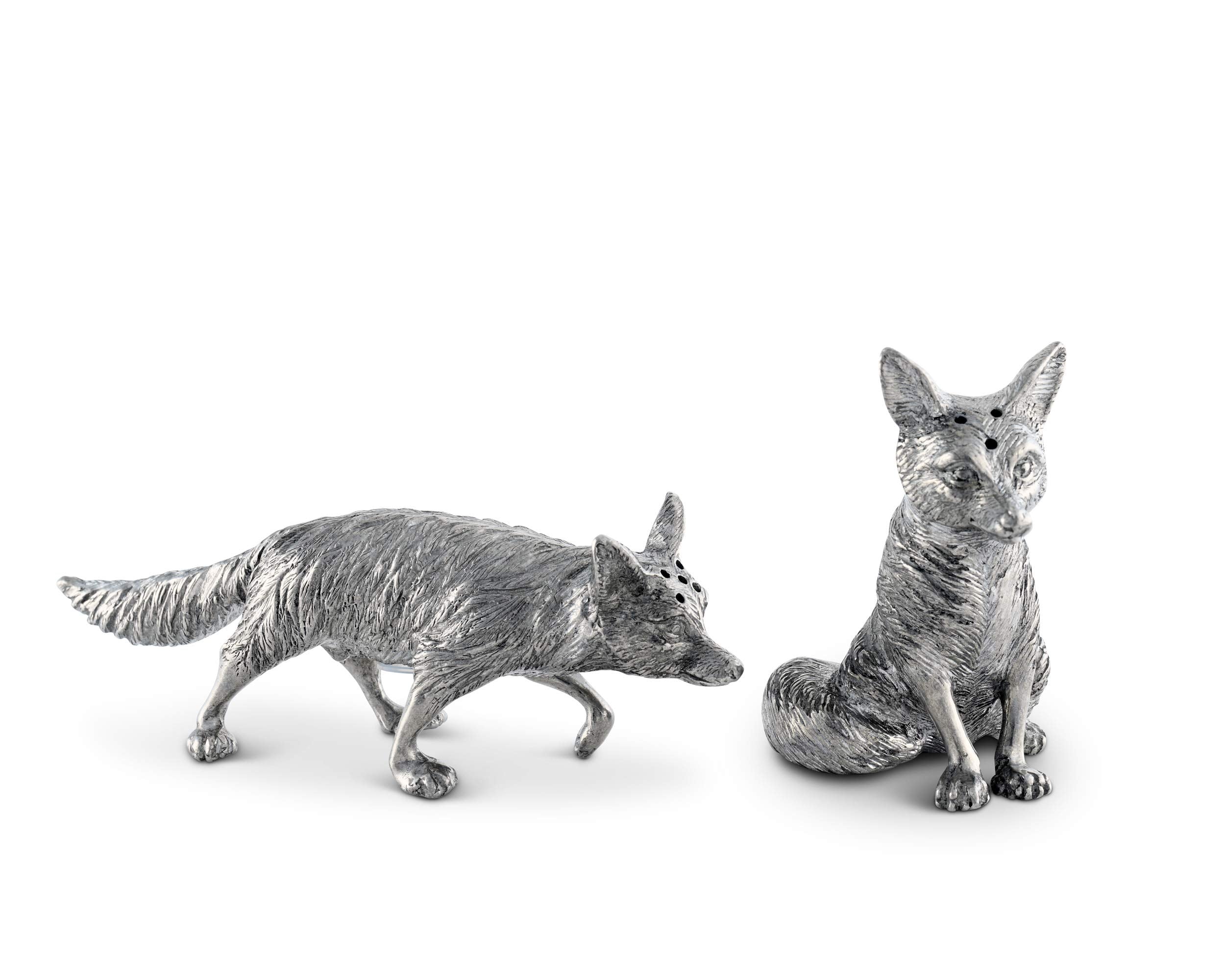 Vagabond House Pewter Foxes Hunting Salt & Pepper Shaker Set 2.5 Inch Tall