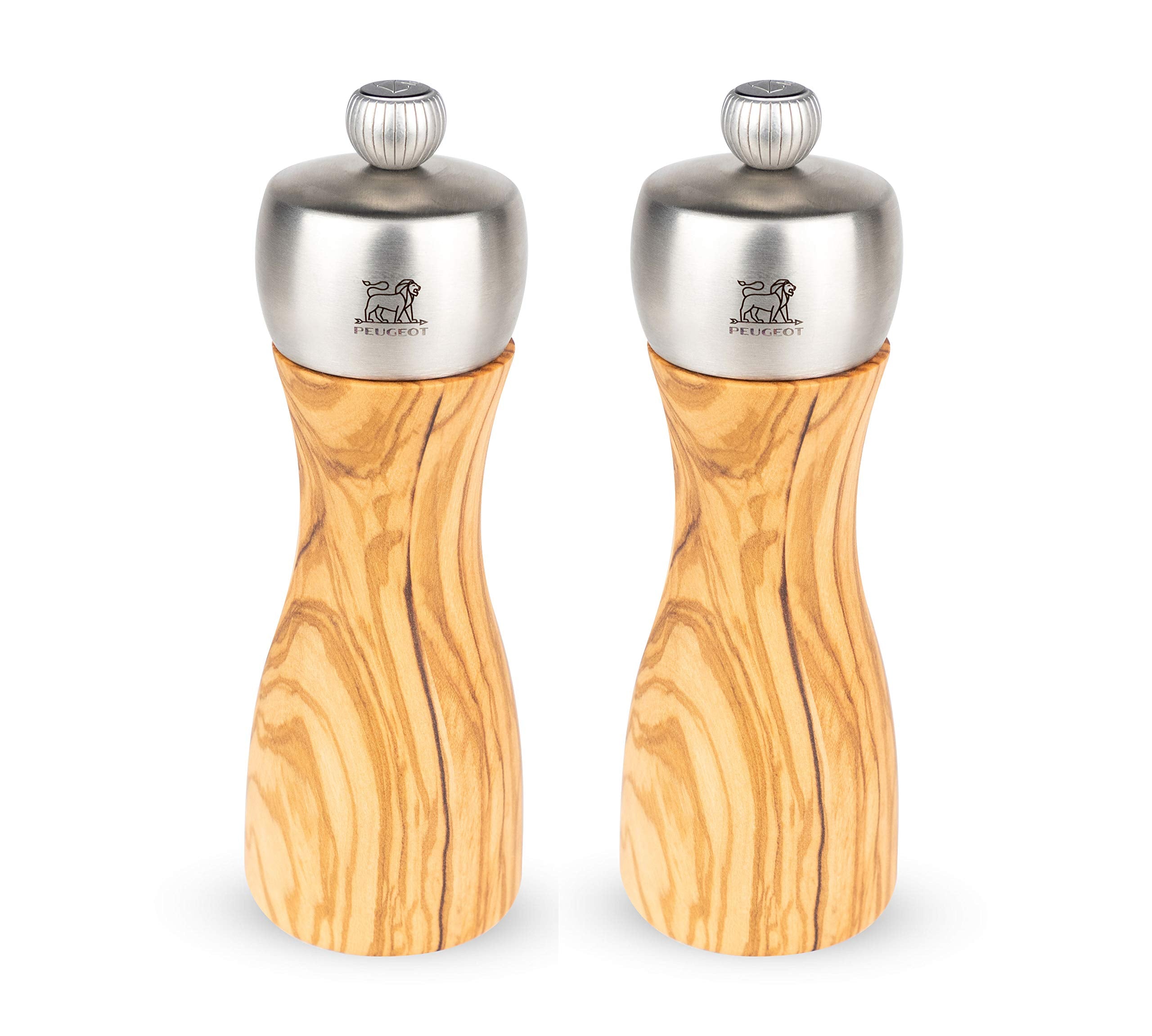 Peugeot Fidji Classic 6-Inch Pepper & Salt Mill Set, Olive Wood