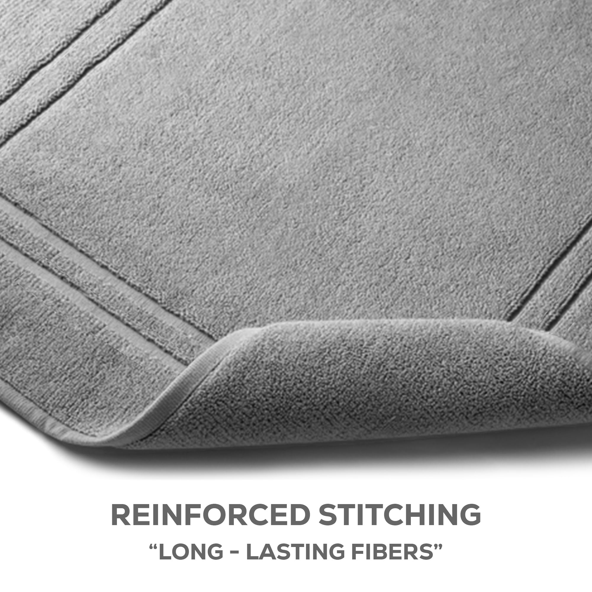 Alibi Bath Mat Floor Towel Set | 2 Pack of Super Soft & Absorbent Luxury Cotton Towels | Hotel  Spa  Shower & Bathroom Step Out of Tub Floor Mats [NOT a Bathroom Rug] |Machine Washable - Grey 22 X 34