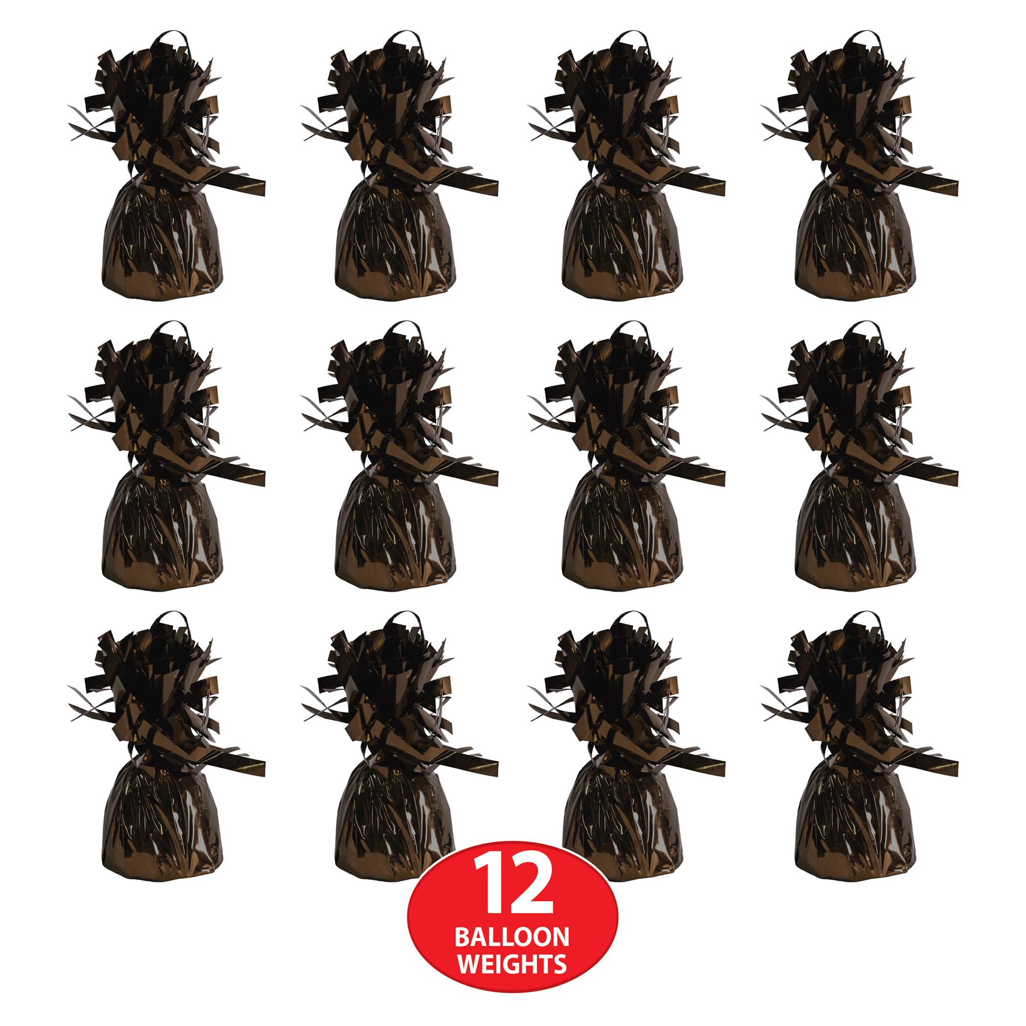 Beistle Metallic Wrapped Balloon Weight - 12 Pack, Brown Balloon Centerpiece Bouquet Holders, Party Decoration Accessories for R
