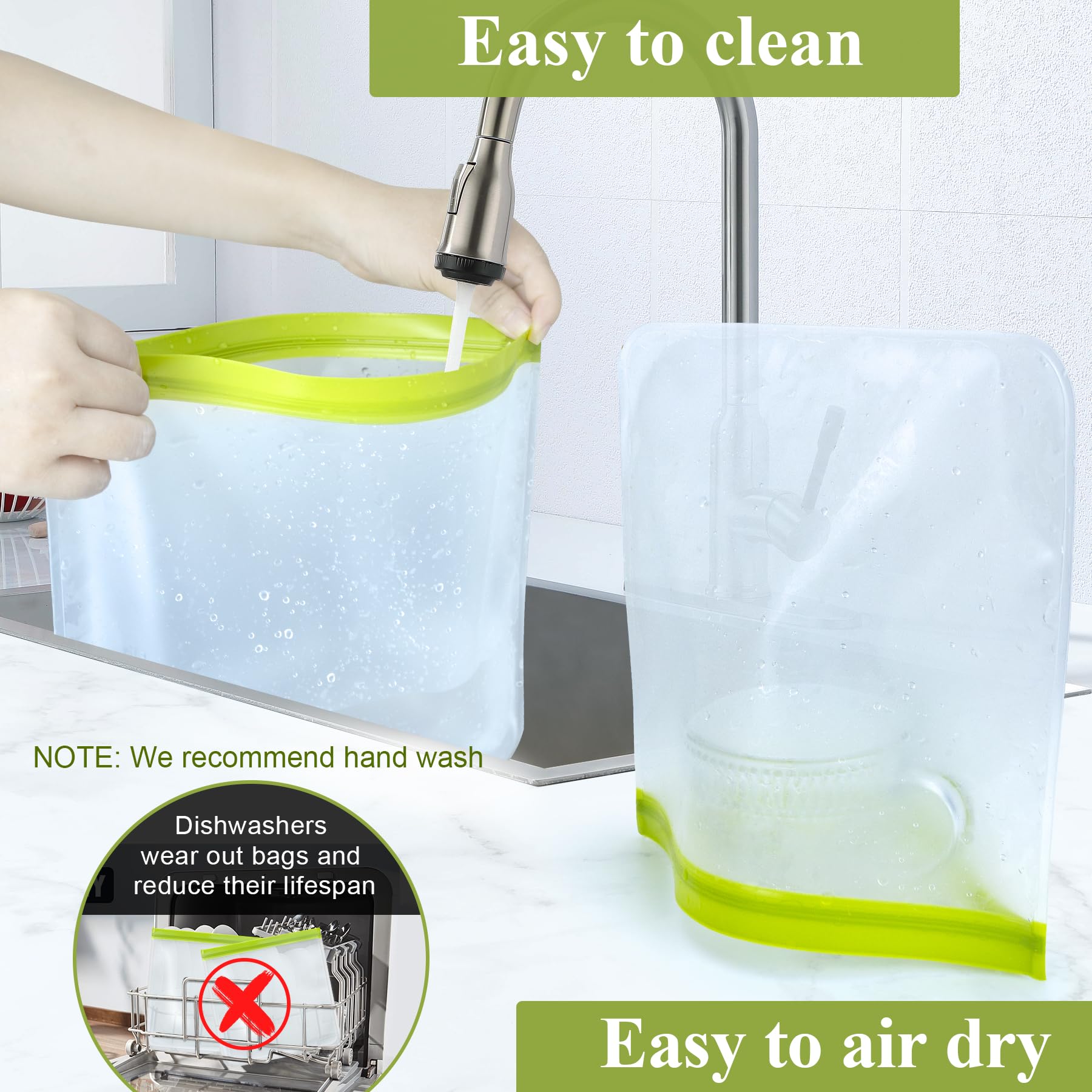 Trouskaig 4 Pack Reusable Gallon Freezer Bags,Silicone Ziplock Bags Reusable Storage Baggies,Reusable Food Storage Bags, Leakpro
