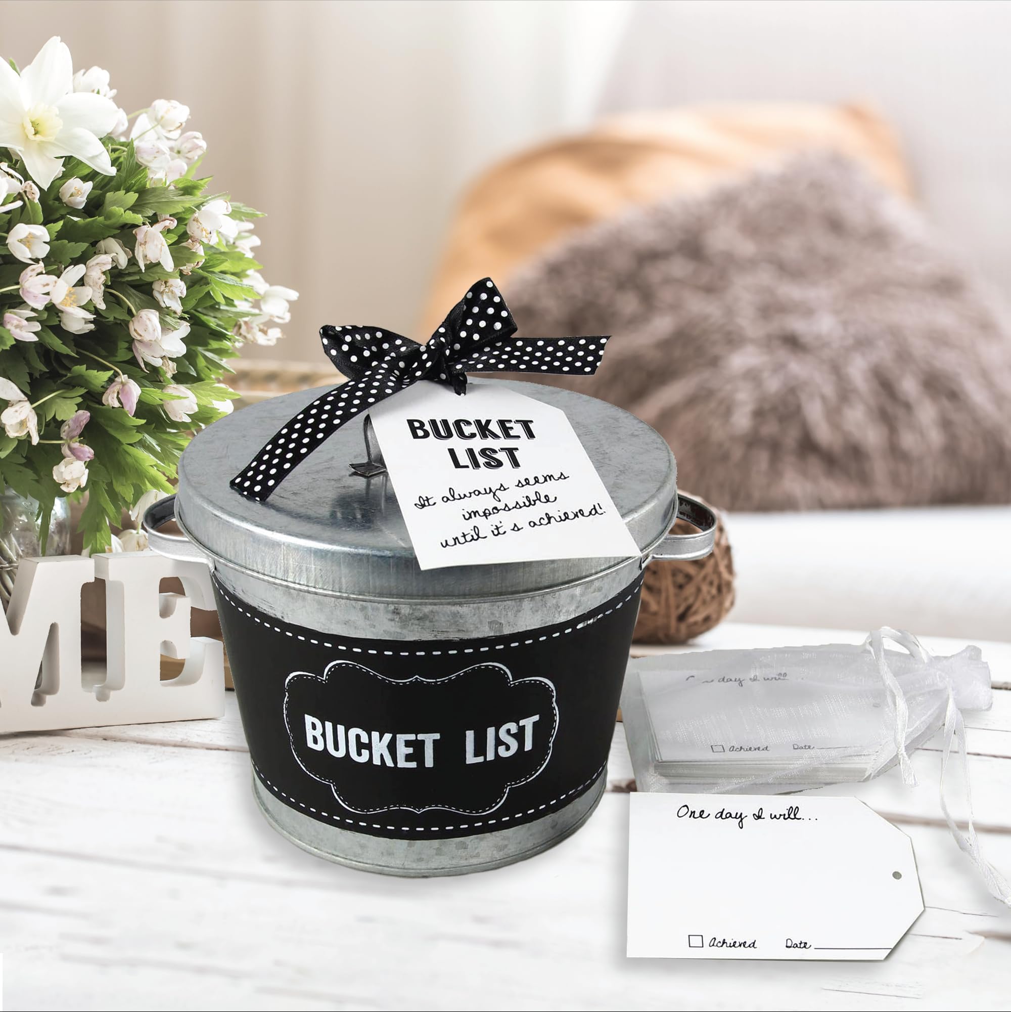 Young'S Inc Couple Bucket List Bucket - 7-Inch Tin Bucket - House Warming Gifts For New Home - Wedding Gift For For Couple