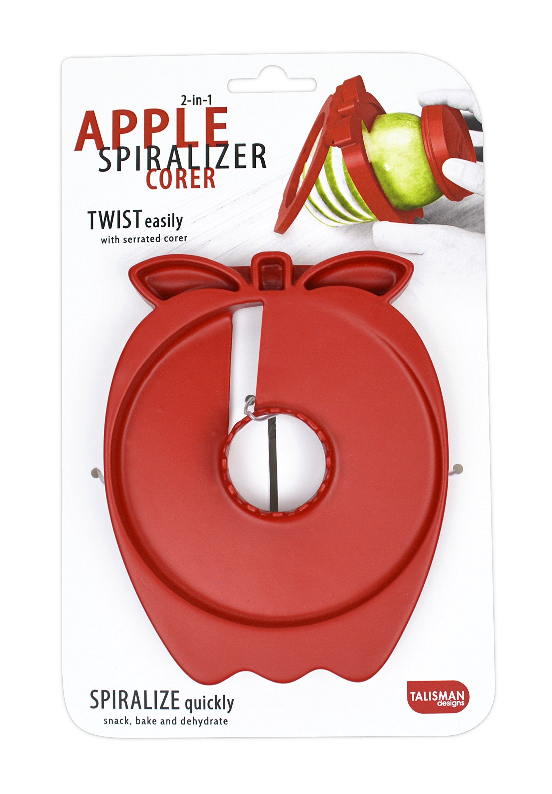 Talisman Designs Apple Spiralizer & Corer - Great For Pears & Apples, Safe Detachable Handle, Dishwasher Safe, Versatile For Sna