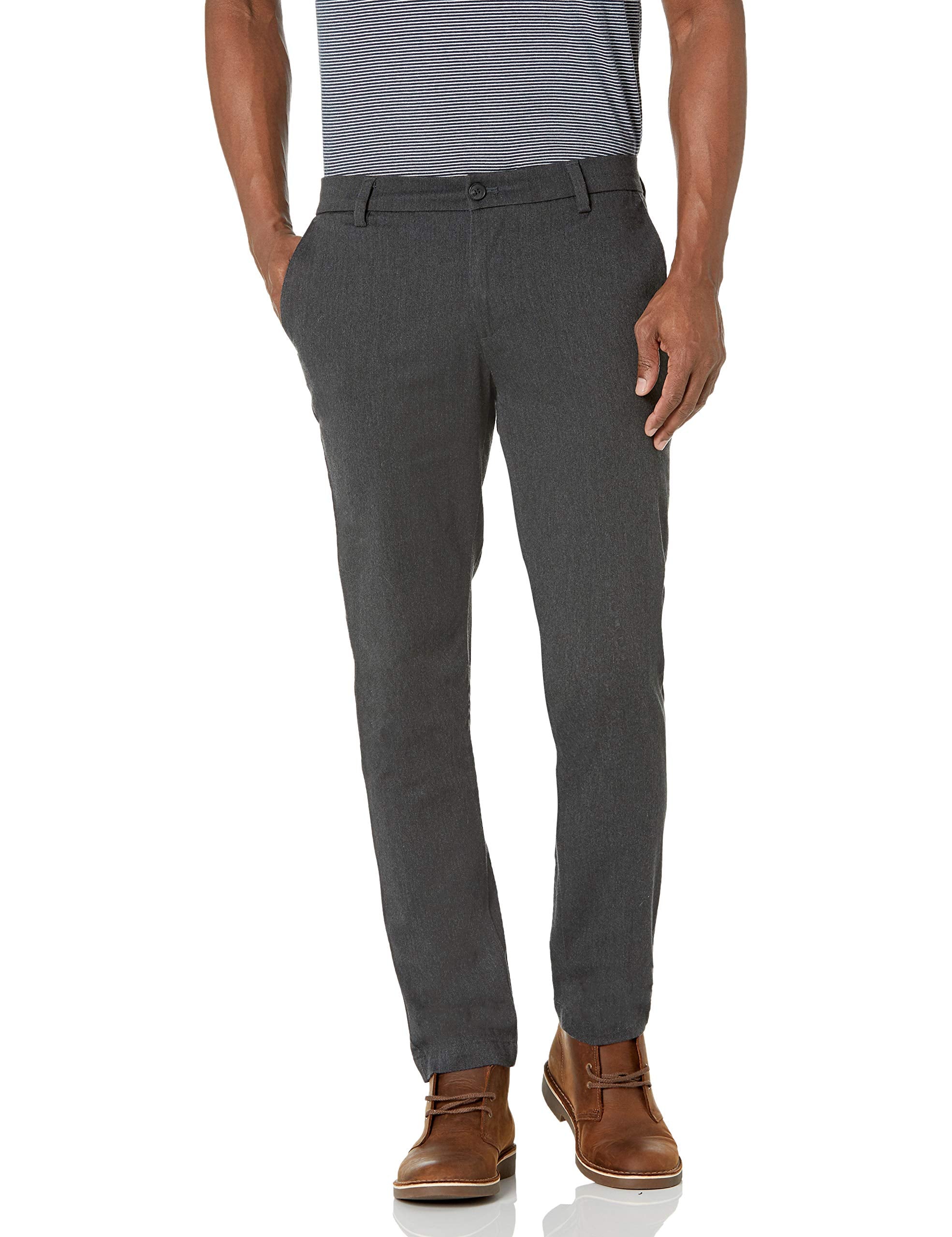 Dockers Mens Slim Fit Signature Khaki Lux Cotton Stretch Pants, Charcoal Heather, 31W X 32L