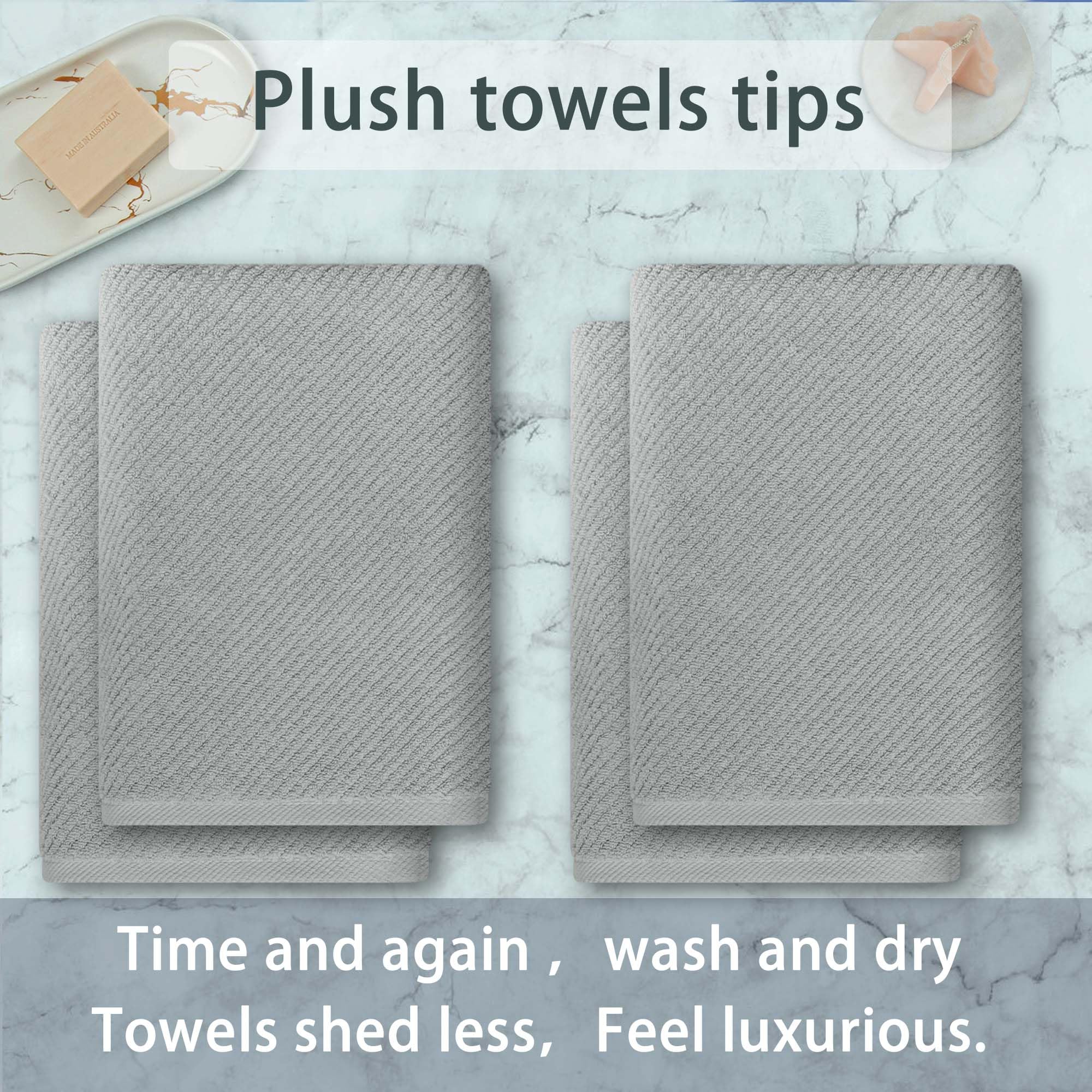 Voova & Movas Grey Bath Towels, Large 30'' X 56'' - 100% Cotton | Quick Dry | Light Weight | Thick | Soft | Absorbent, Bath Towe