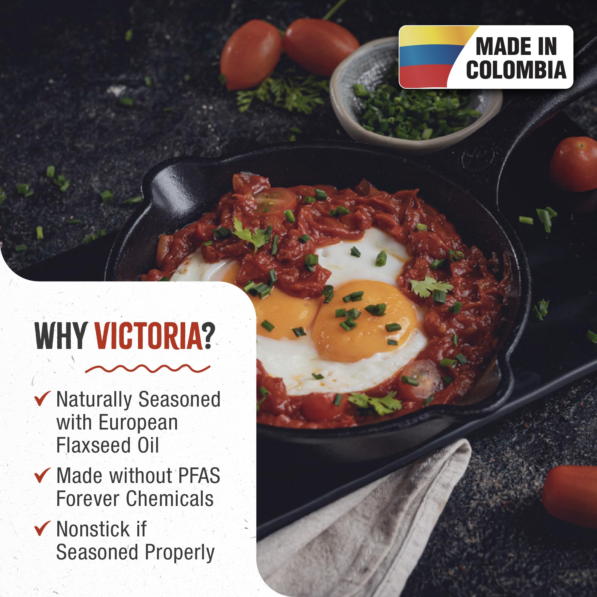 Victoria 6.5 Inch Mini Cast Iron Skillet. Small Frying Pan,Seasoned With 100% Kosher Certified Non-Gmo Flaxseed Oil (Skl-206)