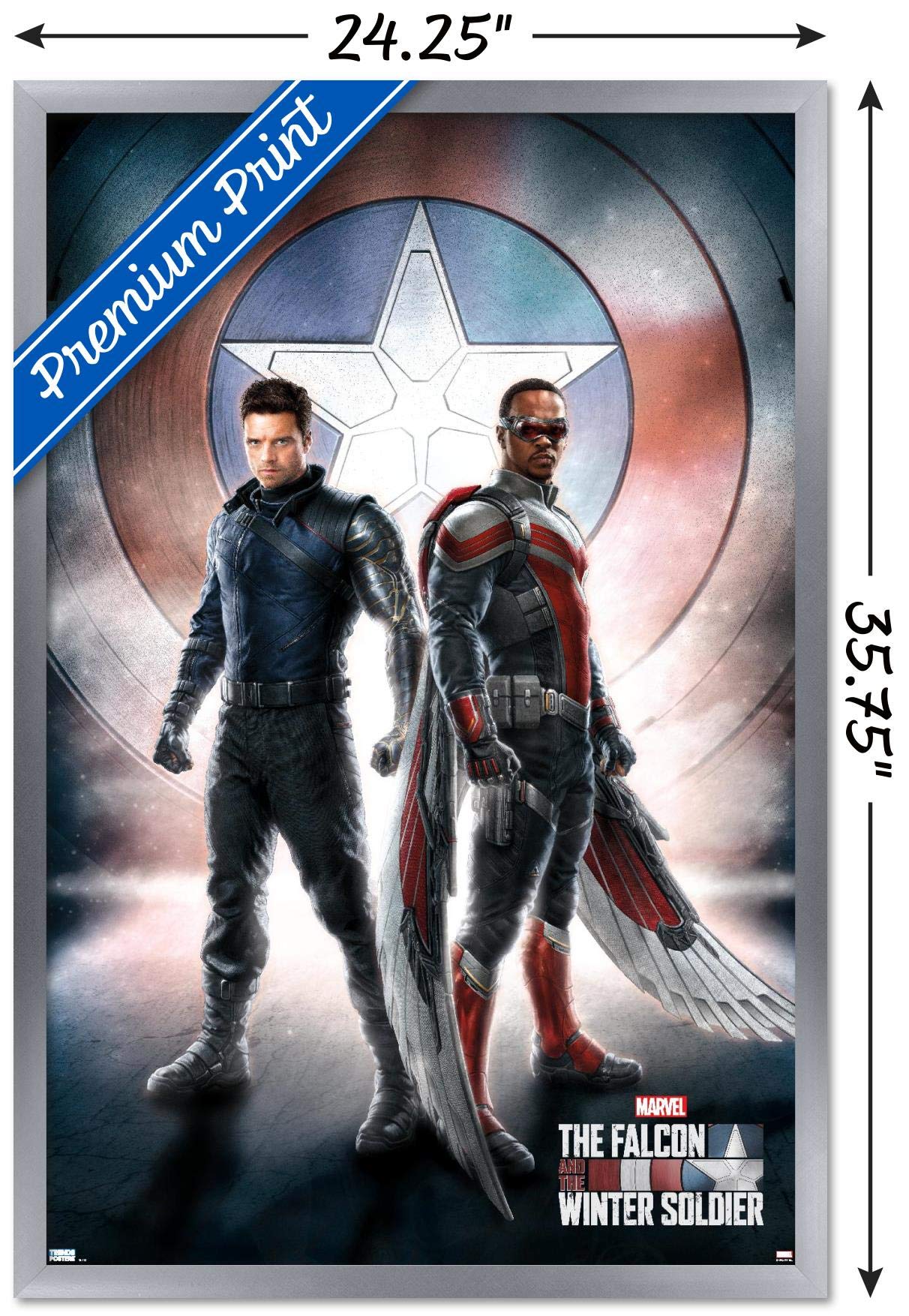 Trends International Marvel Television - Falcon And Winter Soldier - One Sheet Wall Poster, 22.375'' X 34'', Silver Framed Versi