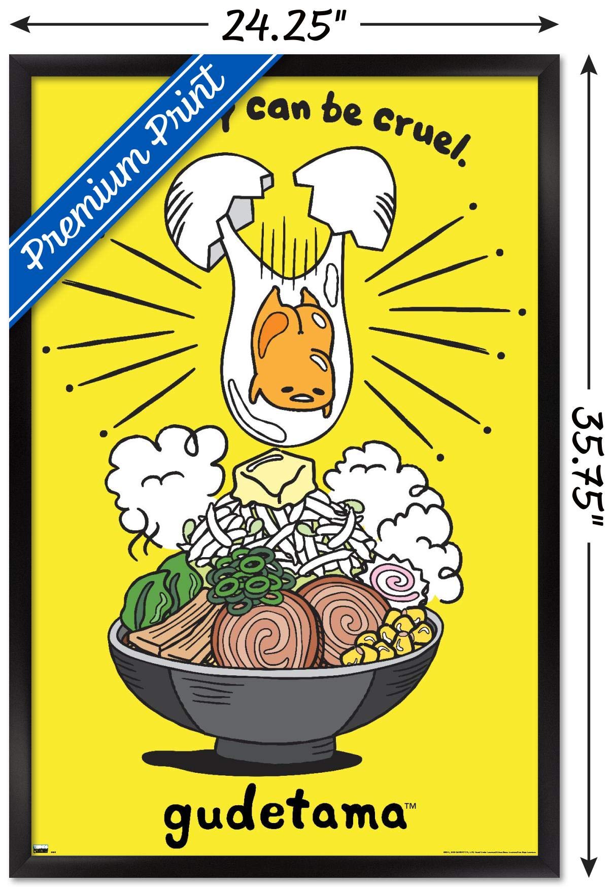 Trends International Gudetama - Gravity Wall Poster, 22.375'' X 34'', Black Framed Version