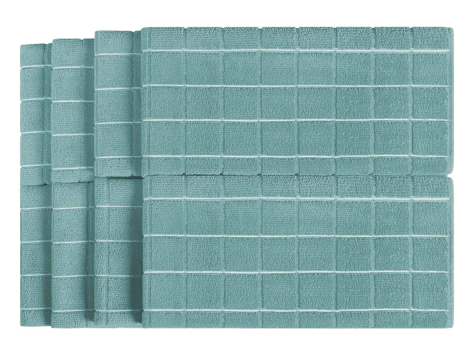 Microfiber Dish Towels - Soft, Super Absorbent And Lint Free Kitchen Towels - 8 Pack (Lattice Designed Lake Blue Colors) - 26 X
