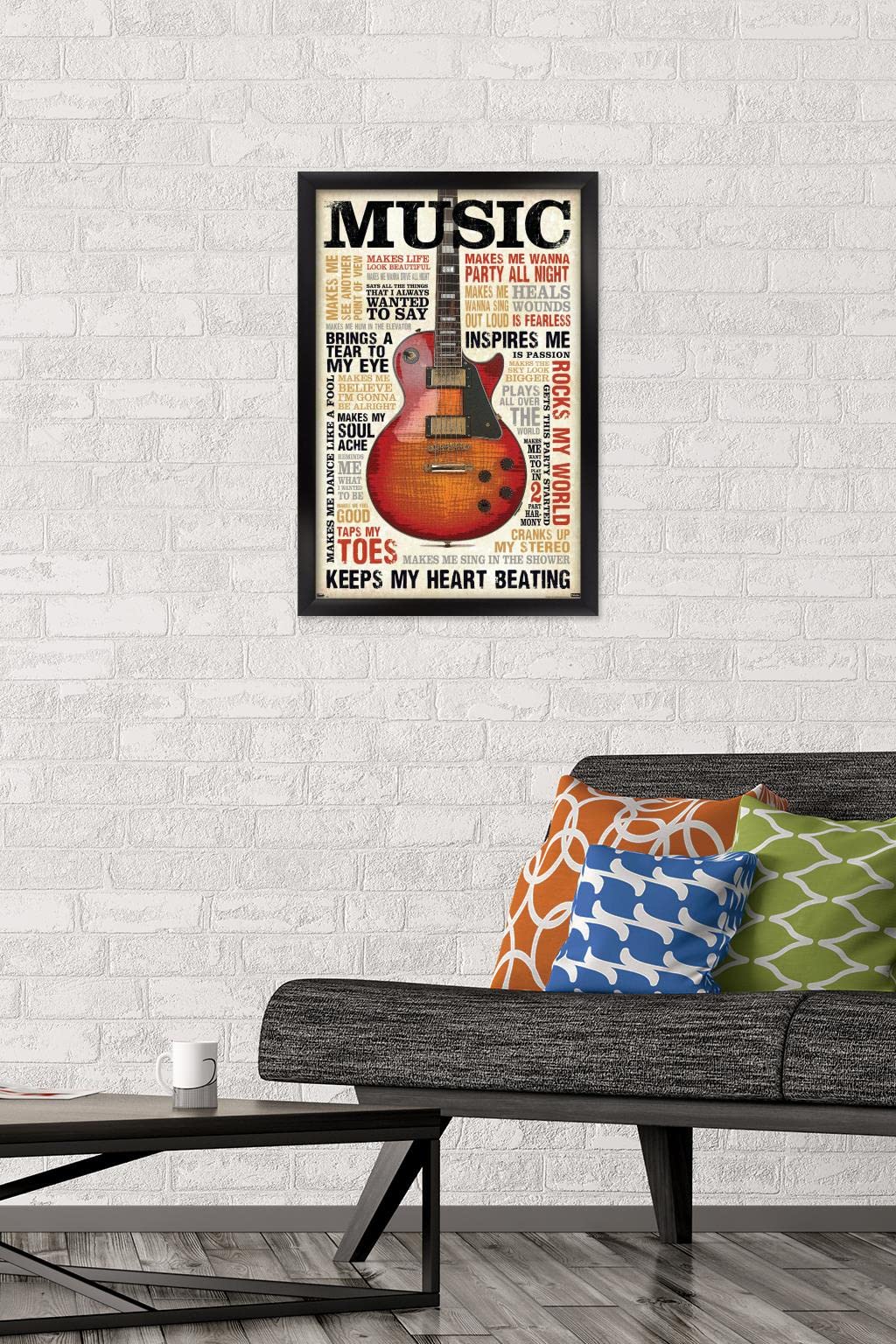 Trends International Music Inspires Me Wall Poster, 14.725'' X 22.375'', Black Framed Version