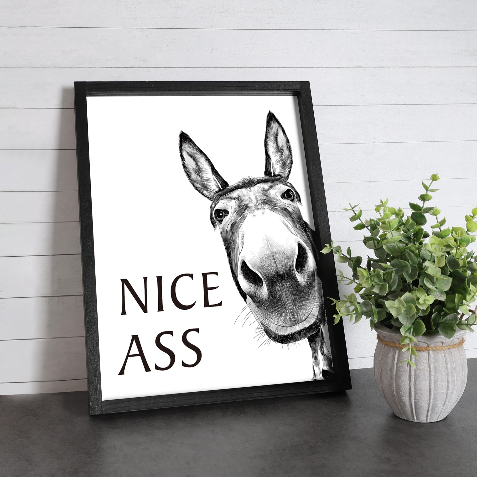 Framed Bathroom Wall Art Nice Ass, Donkey In Bathroom For Bathroom Wall Decor Farmhouse Home Bathroom Decor Sets Funny Bathroom