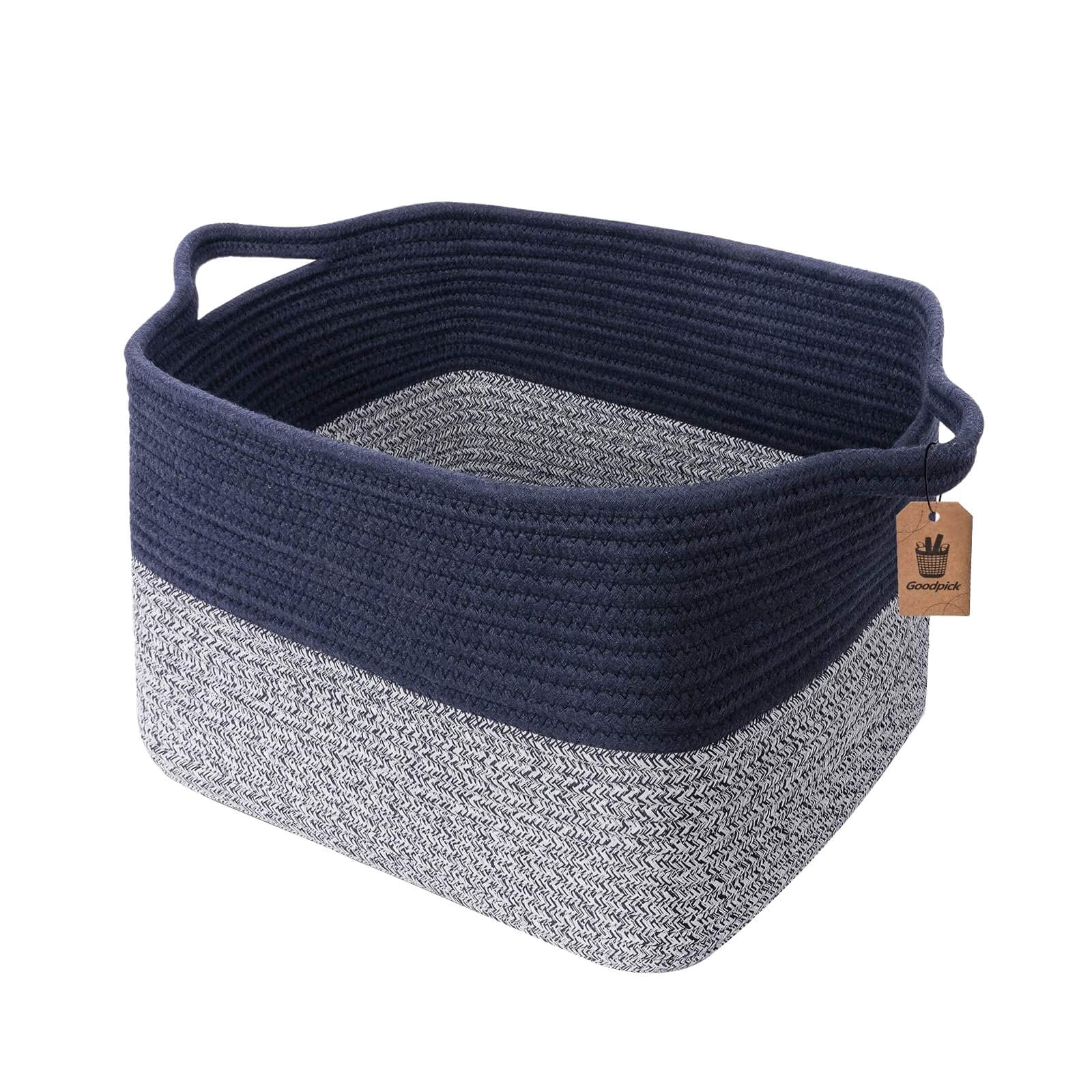 Goodpick Cube Storage Bins - Shelf Baskets For Storage Towel Book Cloth Storage Bins For Office Woven Basket For Shelves Baby La