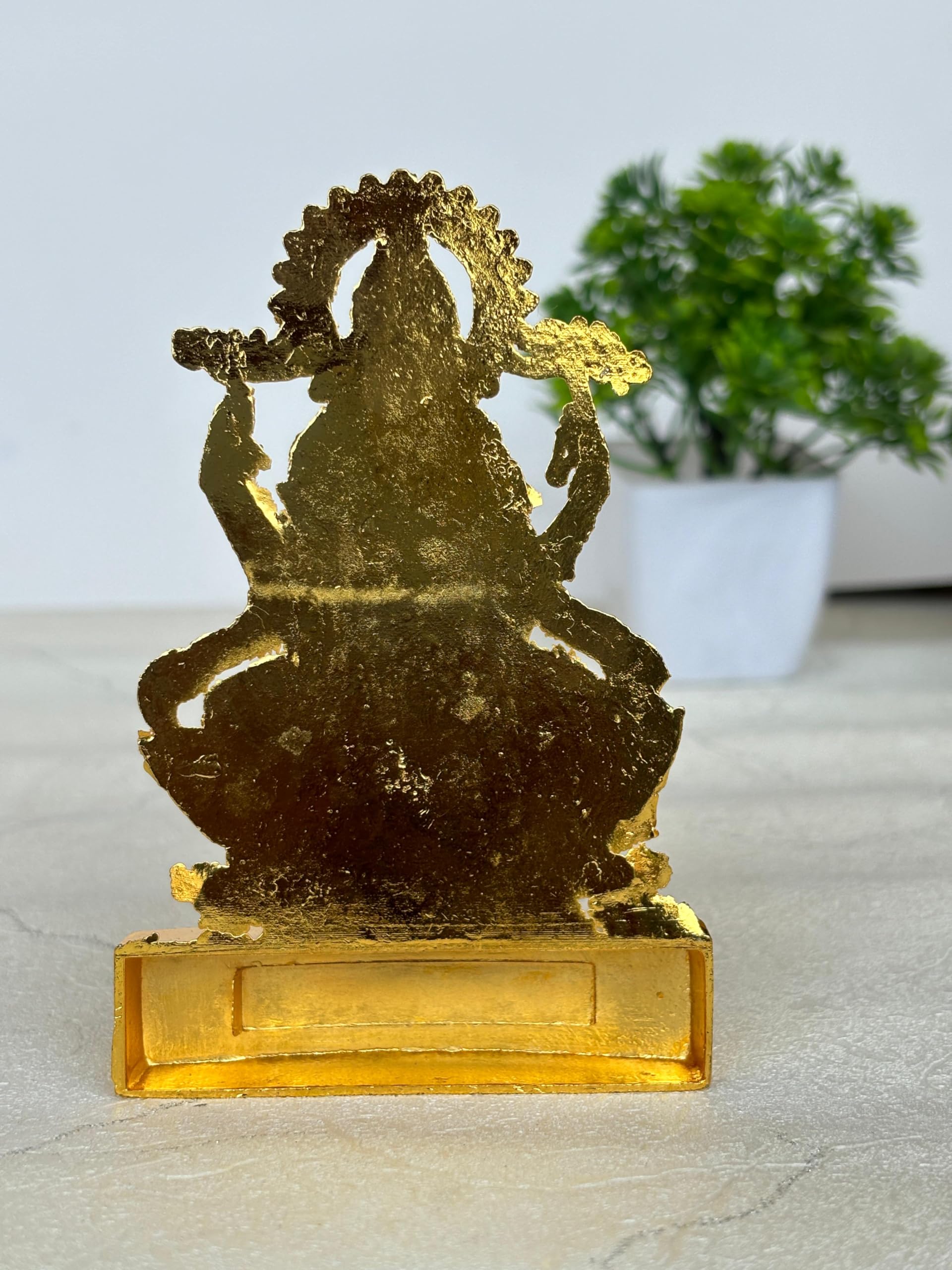 Salvus App Solutions Traditional Metal Handmade Maa Laxmi Murti/Statue For Home-Office Decor & Car Dashboard (4X4 Inch)