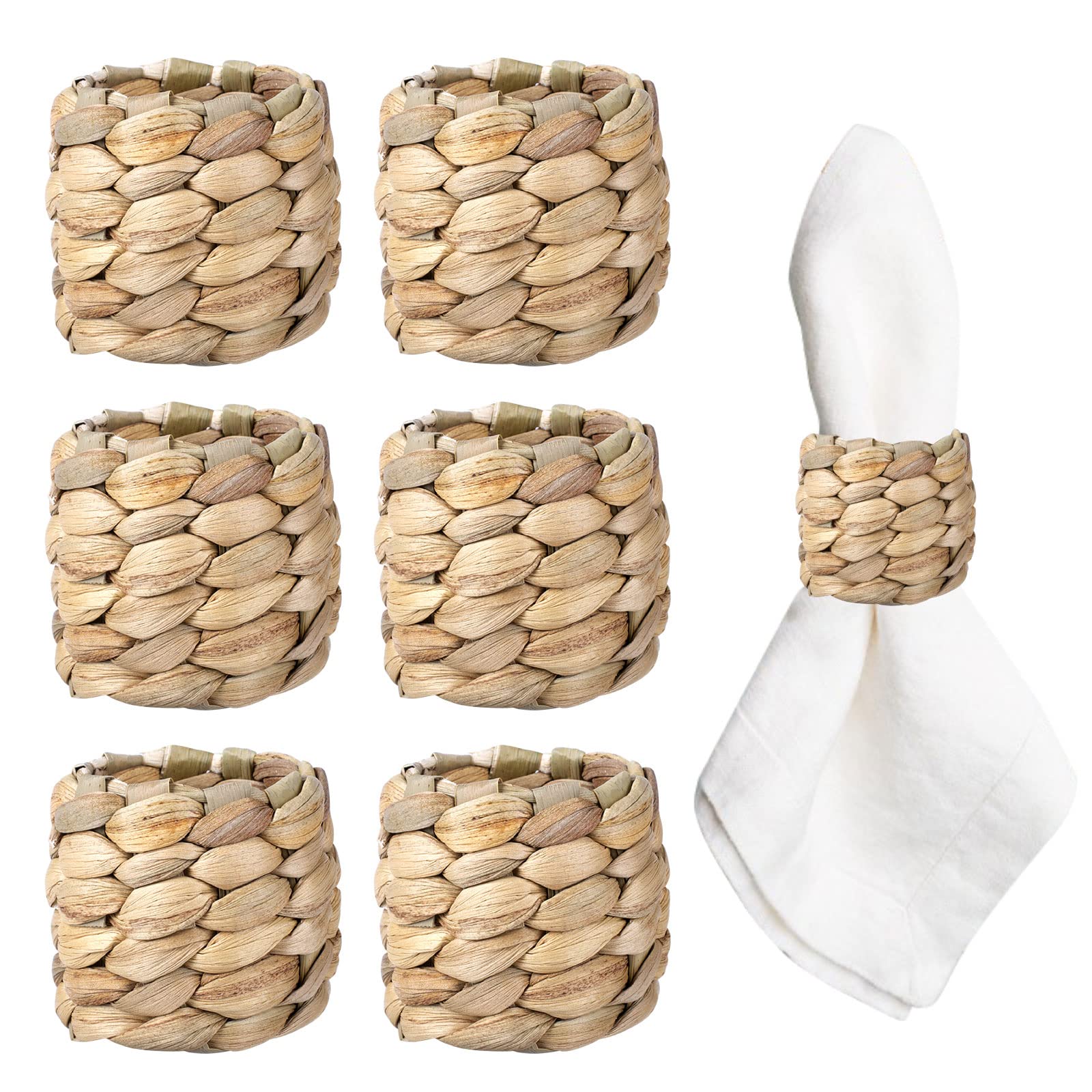 Aptwow Farmhouse Napkin Rings, Hand-Woven Napkin Rings For Table Decor, Fall Rustic Napkin Rings, Napkin Holder Buckles For Holi