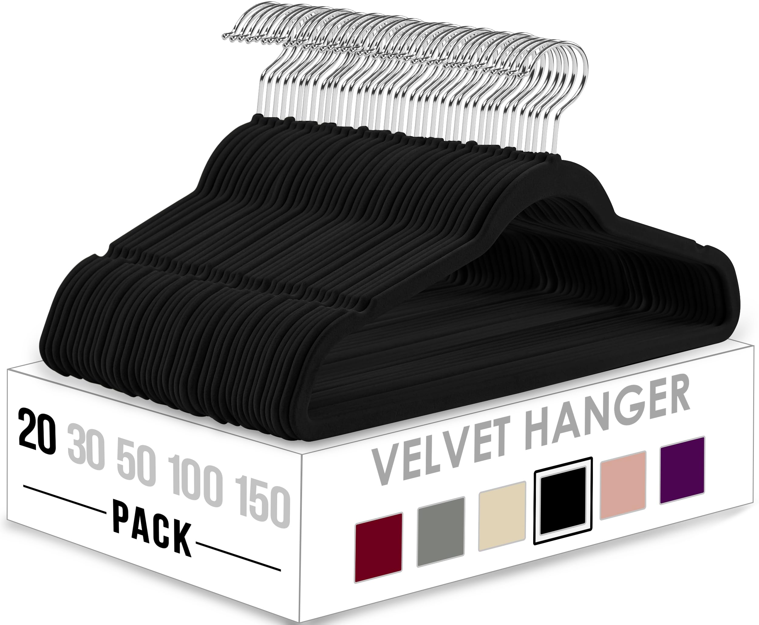 Utopia Home Velvet Hangers 20 Pack - Non-Slip Clothes Hangers - Black Hangers - Suit Hangers With 360 Degree Rotatable Hook - He