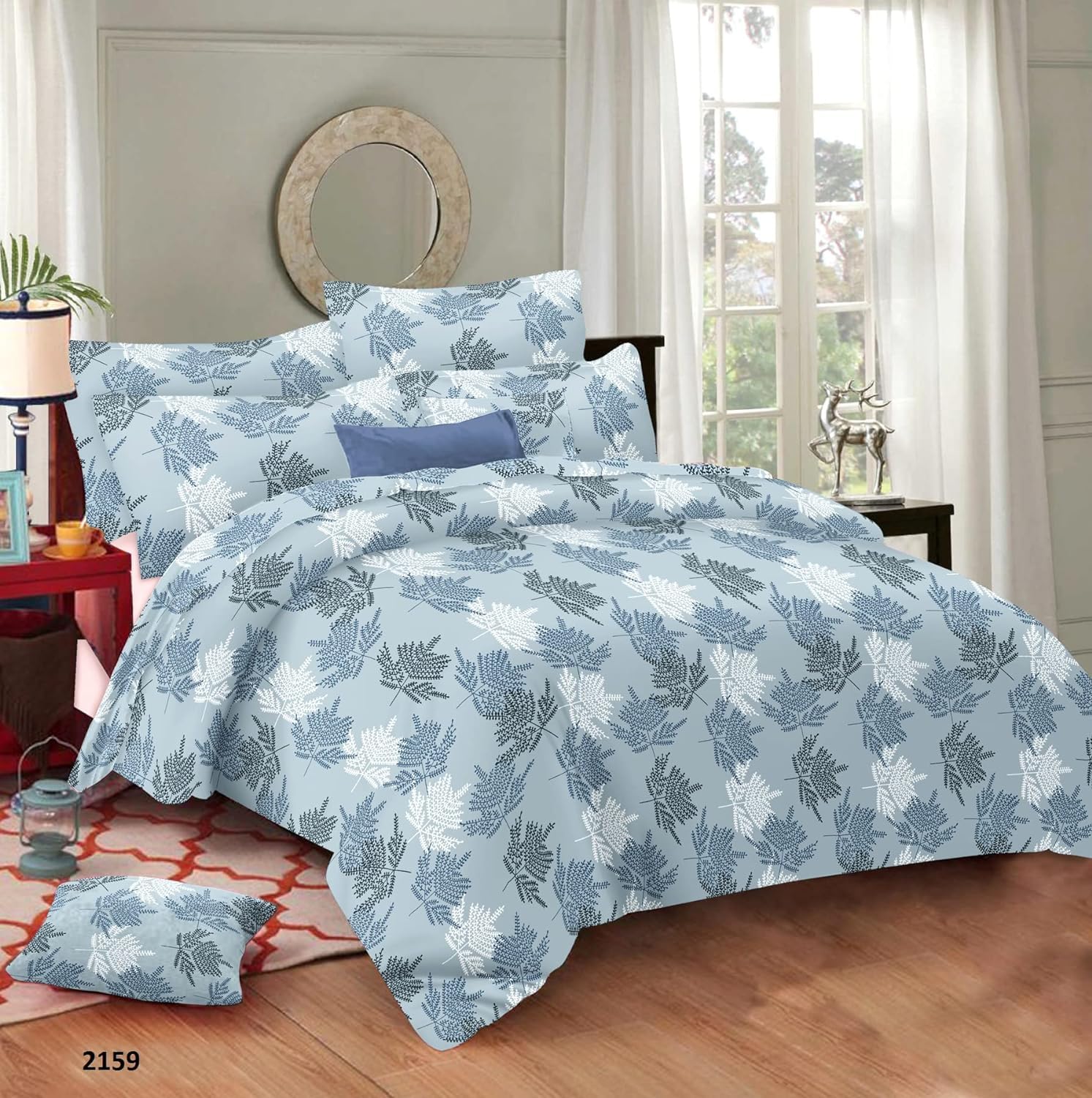 Trance Home Linen Zippered 100% Cotton 144 Tc Duvet Cover For Quilt, Blanket, Razai, Comforter  Queen Size 86 X 102 (Fern Par