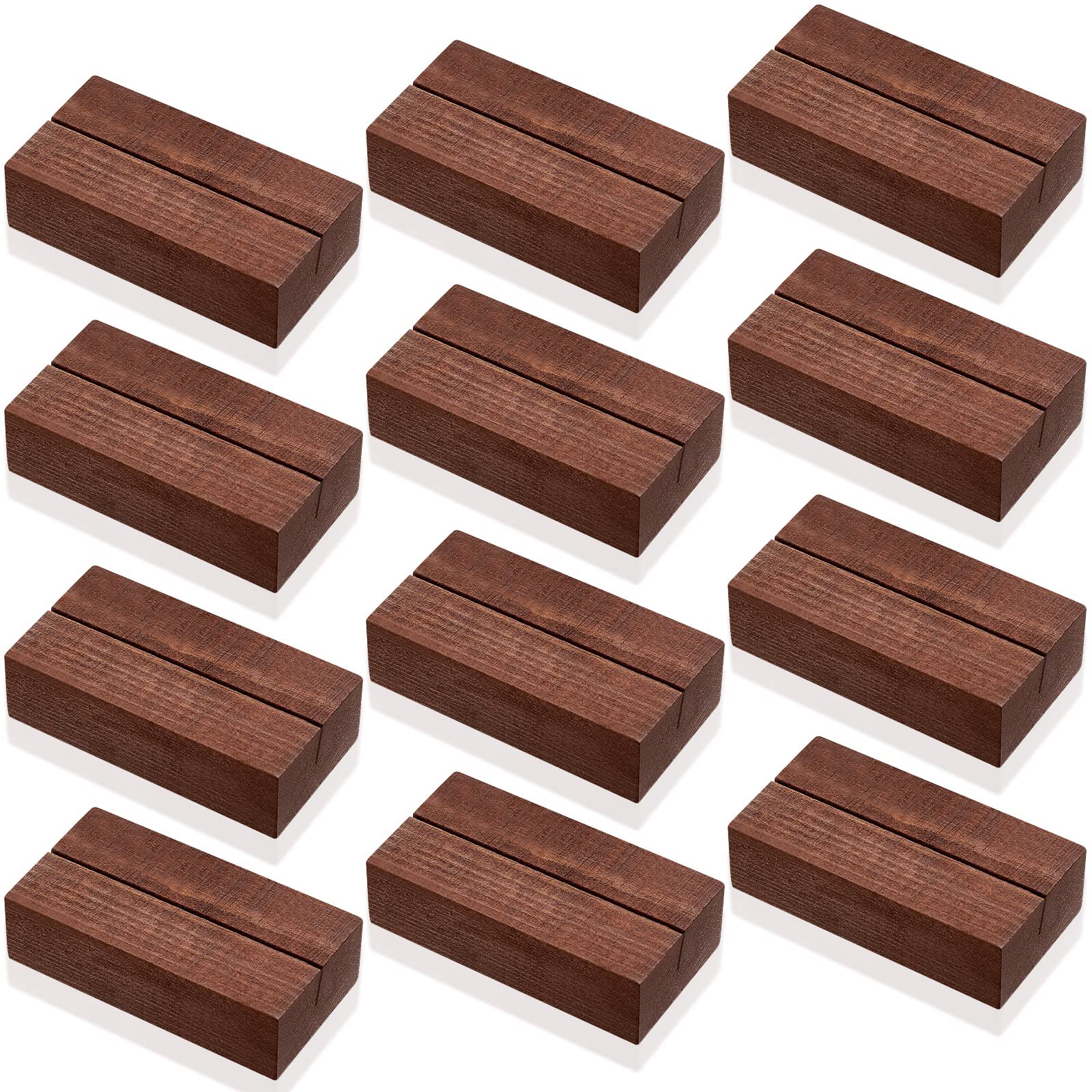 12 Pieces Wood Place Card Holders Wood Sign Table Number Stands Name Card Holder for Wedding Party Events Decoration(3 x 1.6 x 0