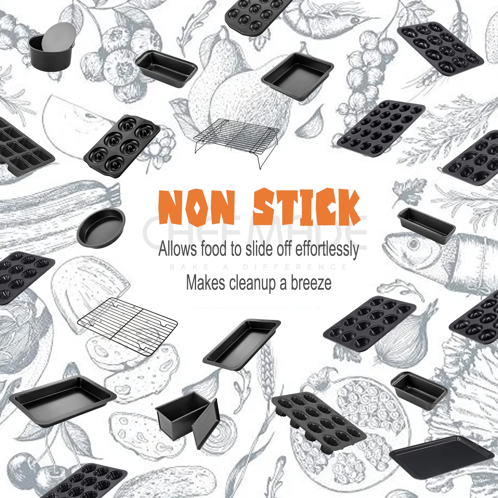 Chefmade Nonstick Donut Pan, 12 Cavity Ring Doughnut Baking Pan